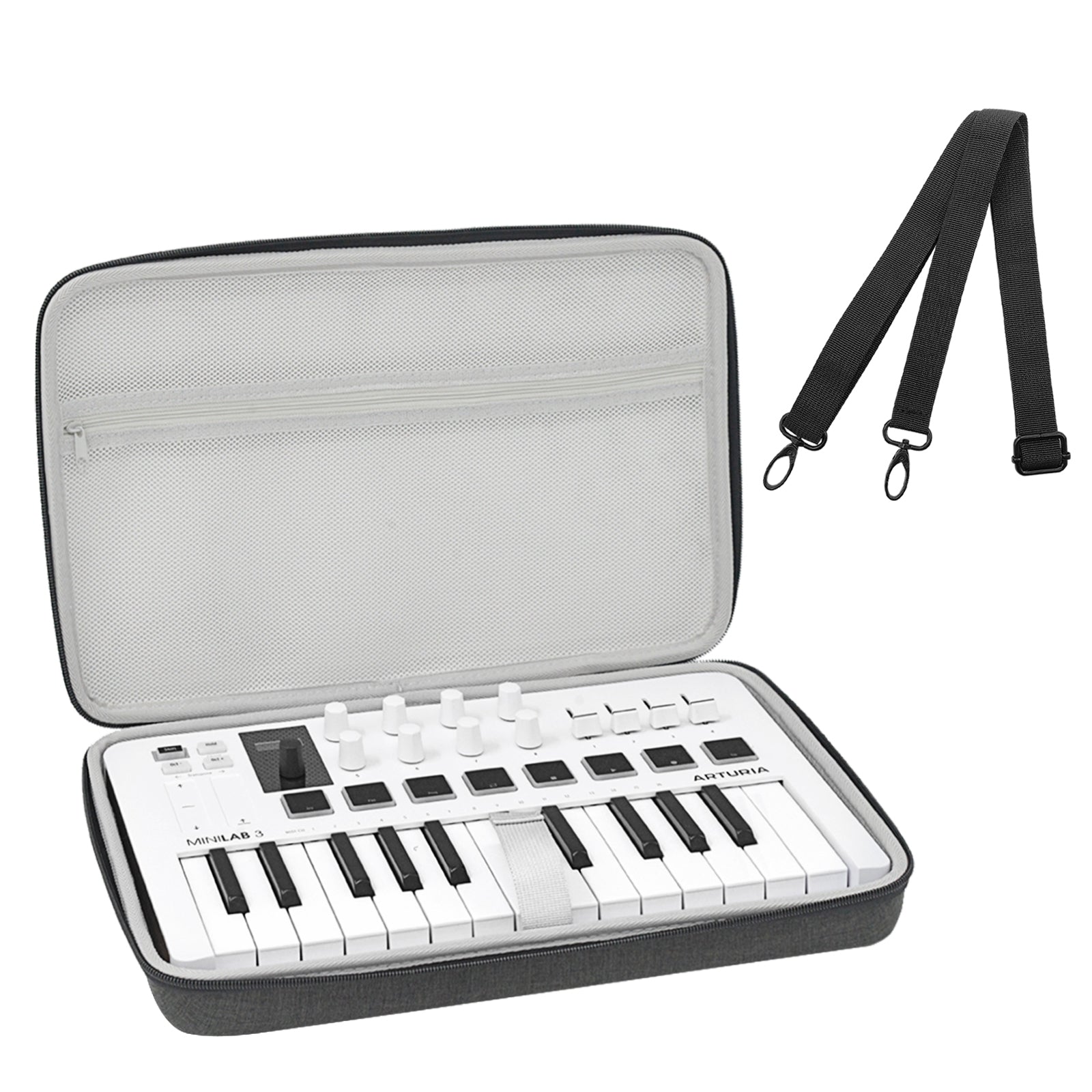 Musiin Premium Velvet MIDI Keyboard Controller Case Compatible with Arturia MiniLab 3, MiniLab MkII, MPK Mini MK4, 25-Key Synthesizer, Portable Protective Cover Bag with Shoulder Strap