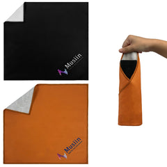 Musiin Premium Self-Adhesive Cloth for Microphone Cover Guitar Head Cover, 13×13in Cloth for Most Revelator Dynamic USB Harmonica Small Audio Equipment and More, black & khaki set for easy pairing