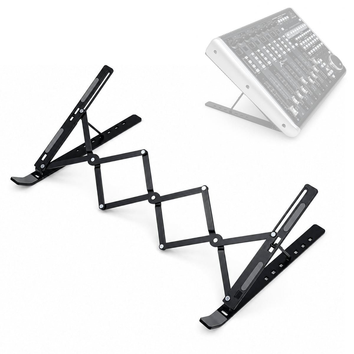 Musiin Music Production Equipment Stand Compatible with Behringer X-TOUCH,Tascam Podcast Station Mixcast 4,Roland MC-707,Adjustable Length, Foldable Design(X-Large)
