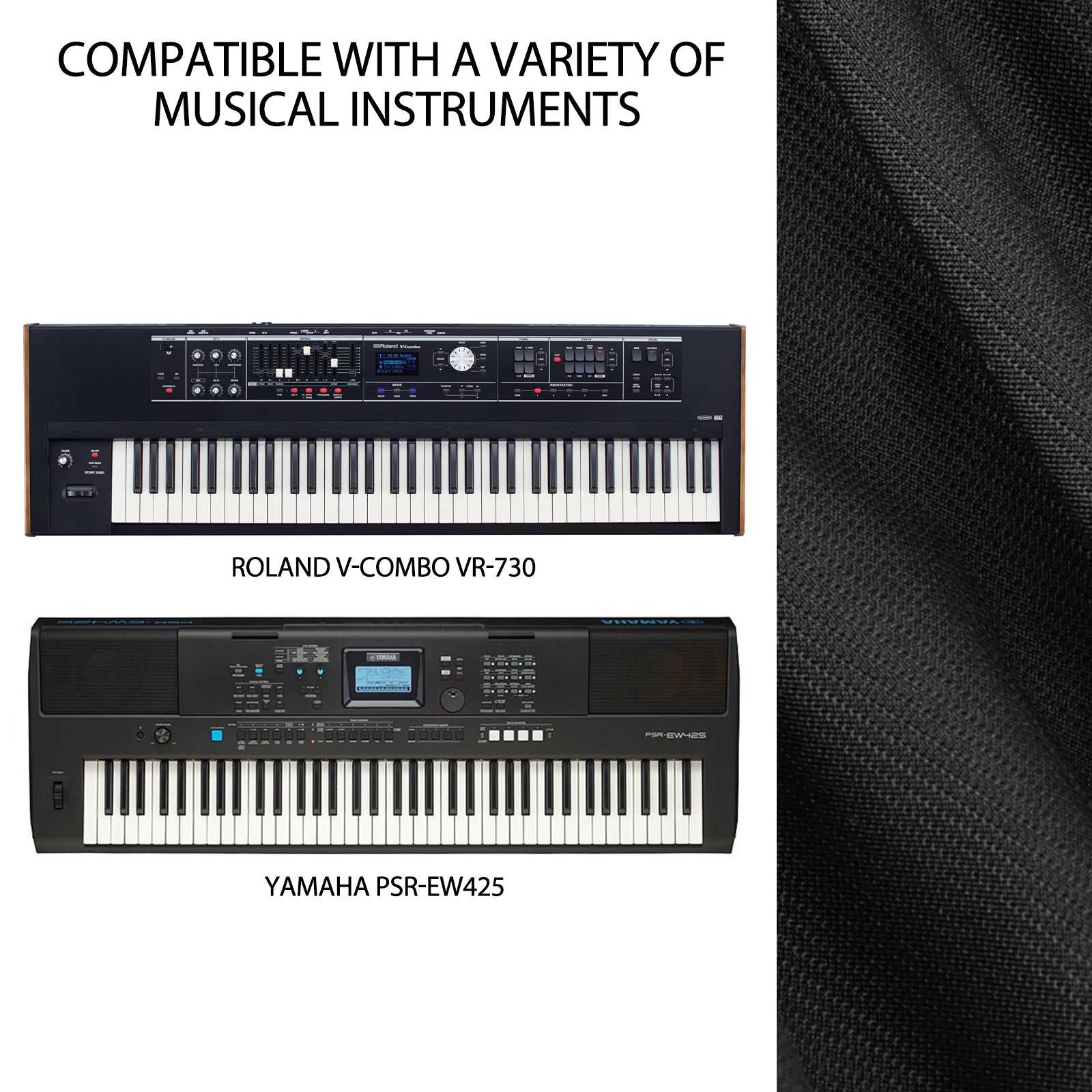 Musiin Premium Chinlon Keyboard Dust Cover - Compatible with V-COMBO VR-730 PSR-EW425,provides full-coverage protection