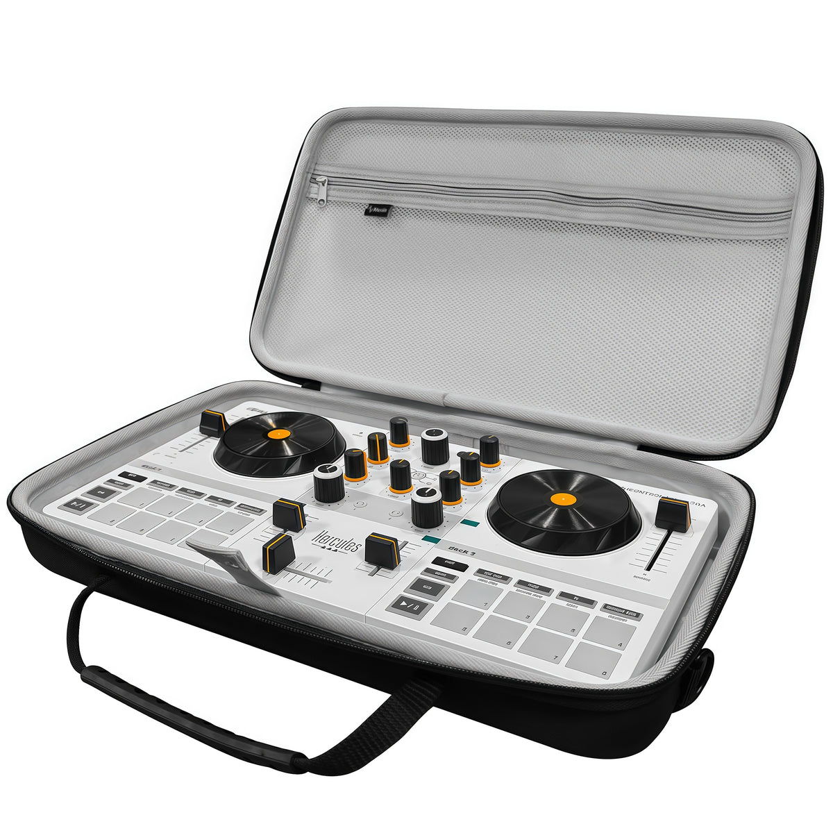 Musiin DJ Controller Case Compatible with Hercules DJControl Mix Ultra, Hard Shell Protection with Dual Zippers, Mesh Pocket & Comfortable Handle for DJ Live Show & Travel (Gray)