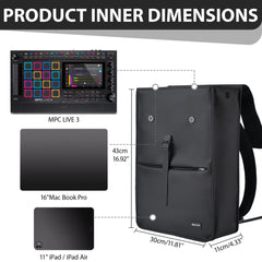 Musiin VNEX Audio Workstatin Backpack Compatible with MPC Live 3/One+,NI Maschine+ MK3,Ableton Push 3, Elektron Tonverk most DAW, Ideal for Home Studio & Live Show cover,Fully Waterproof Commuter Bag