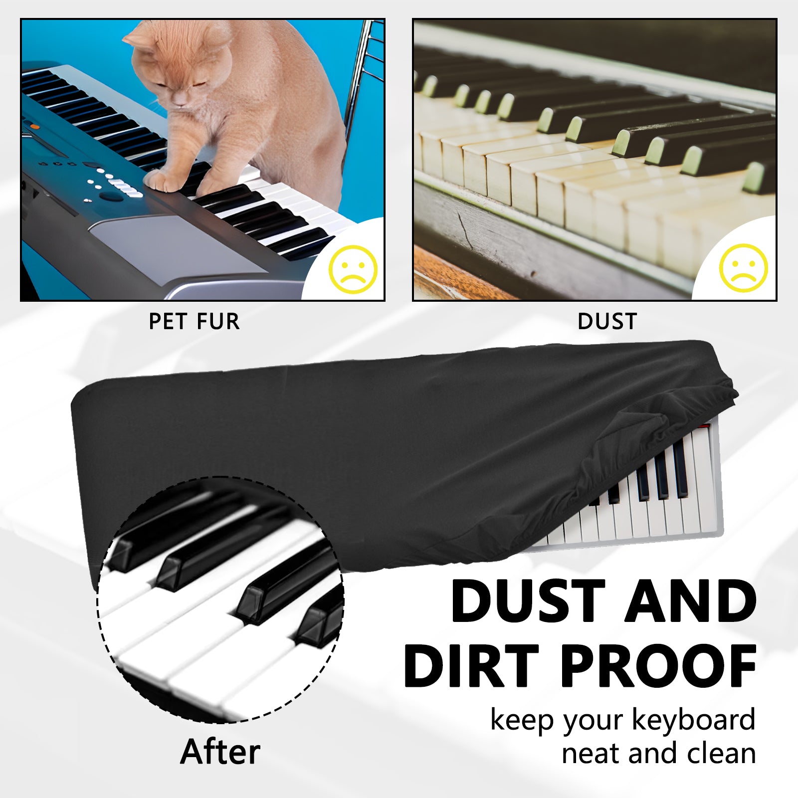 Musiin Pro Shield: Ultimate Stretch-fit Chinlon Keyboard dust Cover - Water & Dust Resistant, Compatible with PIANO with Alexa Built-in 61K 61KL Keyboard KORG prologue-16 Synthesizers