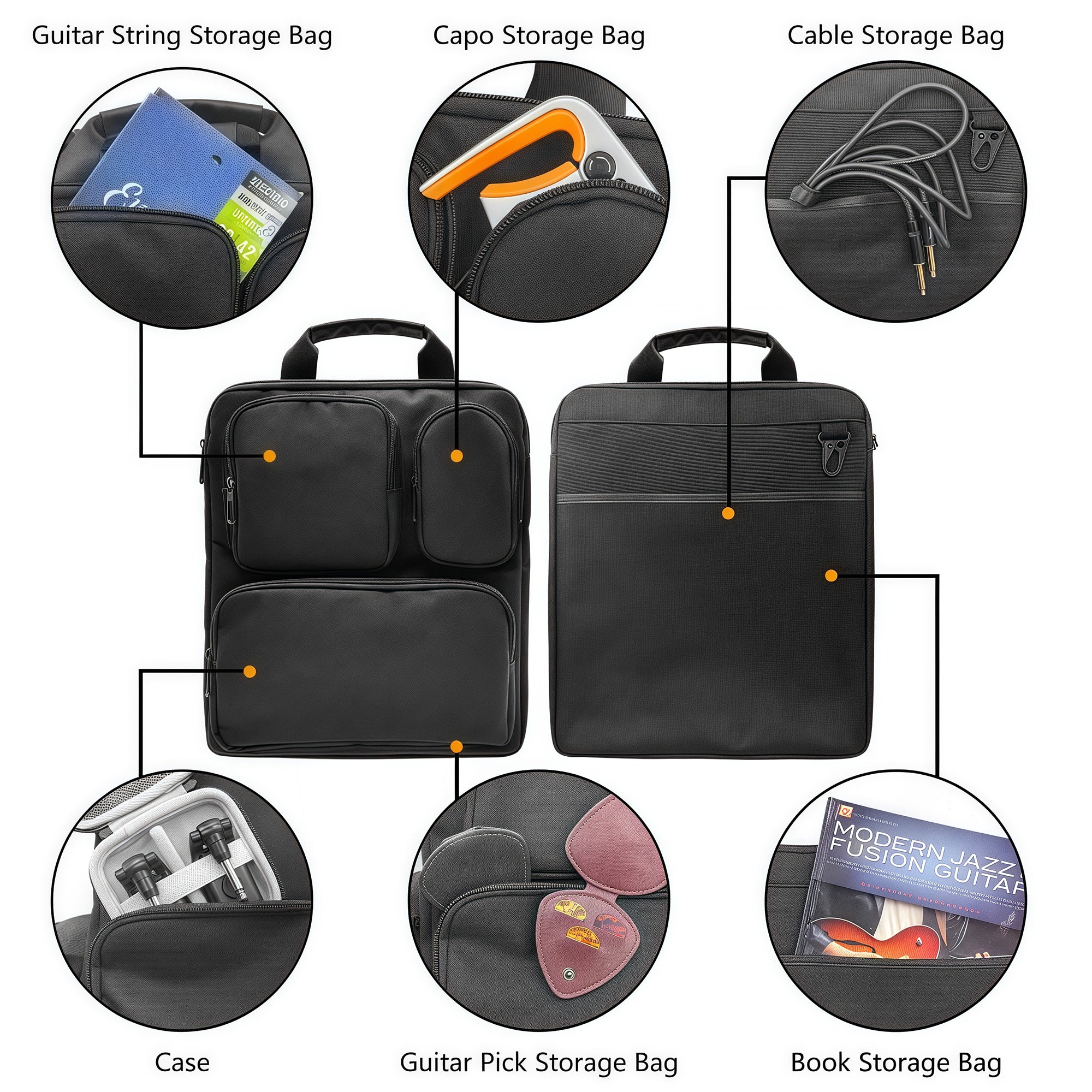 Musiin Travel Luggage Expansion Organizer for Musician - Holds sheet music, straps, capo, strings, cables, and instrument accessories bag