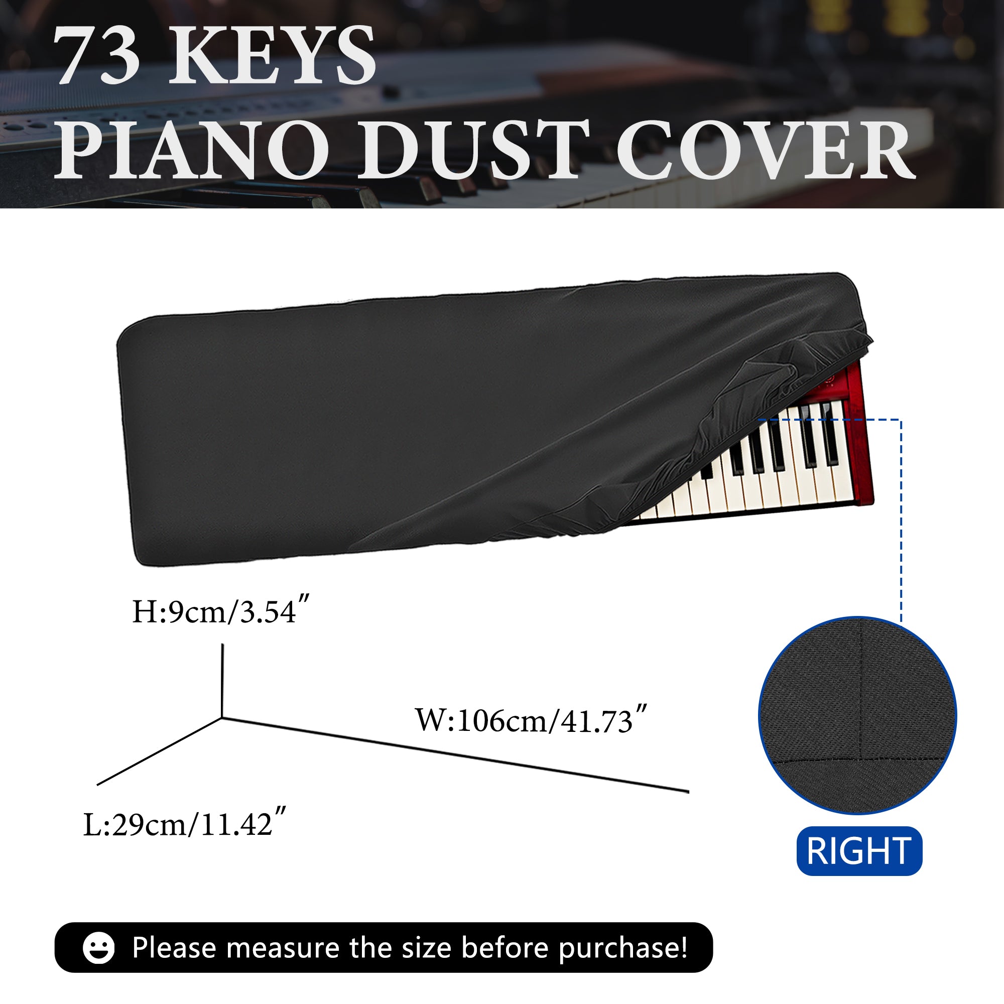 Musiin 73 and 76 keys piano keyboard dust cover,compatible with Nord Electro 6D 73 key, Yamaha NP-15, Luxury Chinlon Anti-dust & Scratch-proof, Smooth Touch & Custom Fit