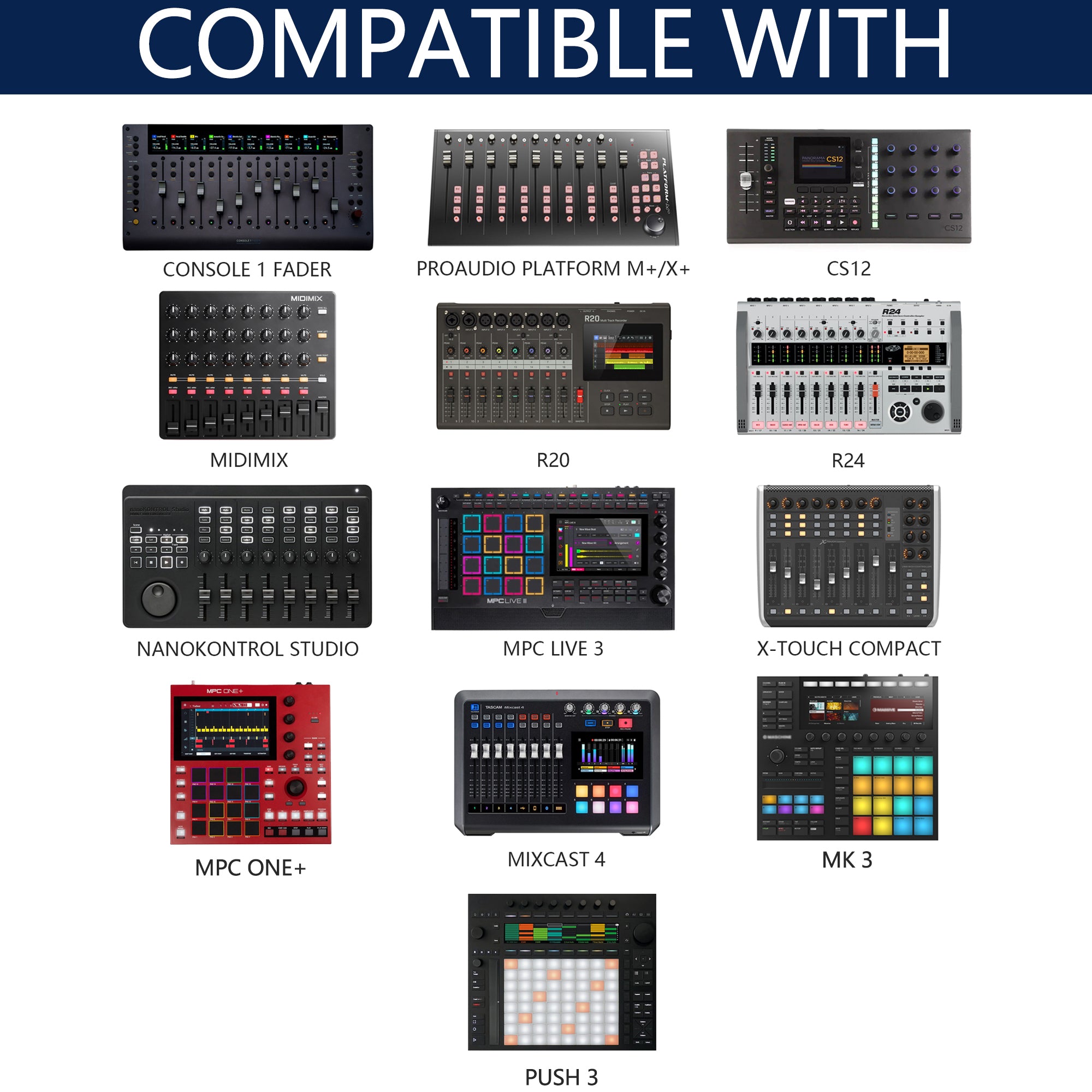 Musiin Drum Controller Foldable Stand Compatible with NI Maschine MK3,Ableton Push3, Akai MPC One+,MPC Live 3,Behringer Mixer lift adjustable,Solid Aluminum Portable Folding Stand for Home Studio