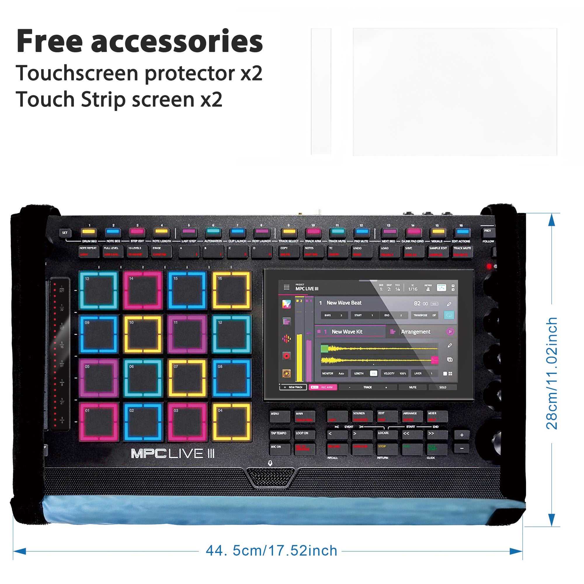 Musiin Premium Audio Workstation Cover Compatible with MPC Live III Dual-Layer Fabric with Hook-and-Loop Closure, Suitable for Studio and Home Production Daily Use