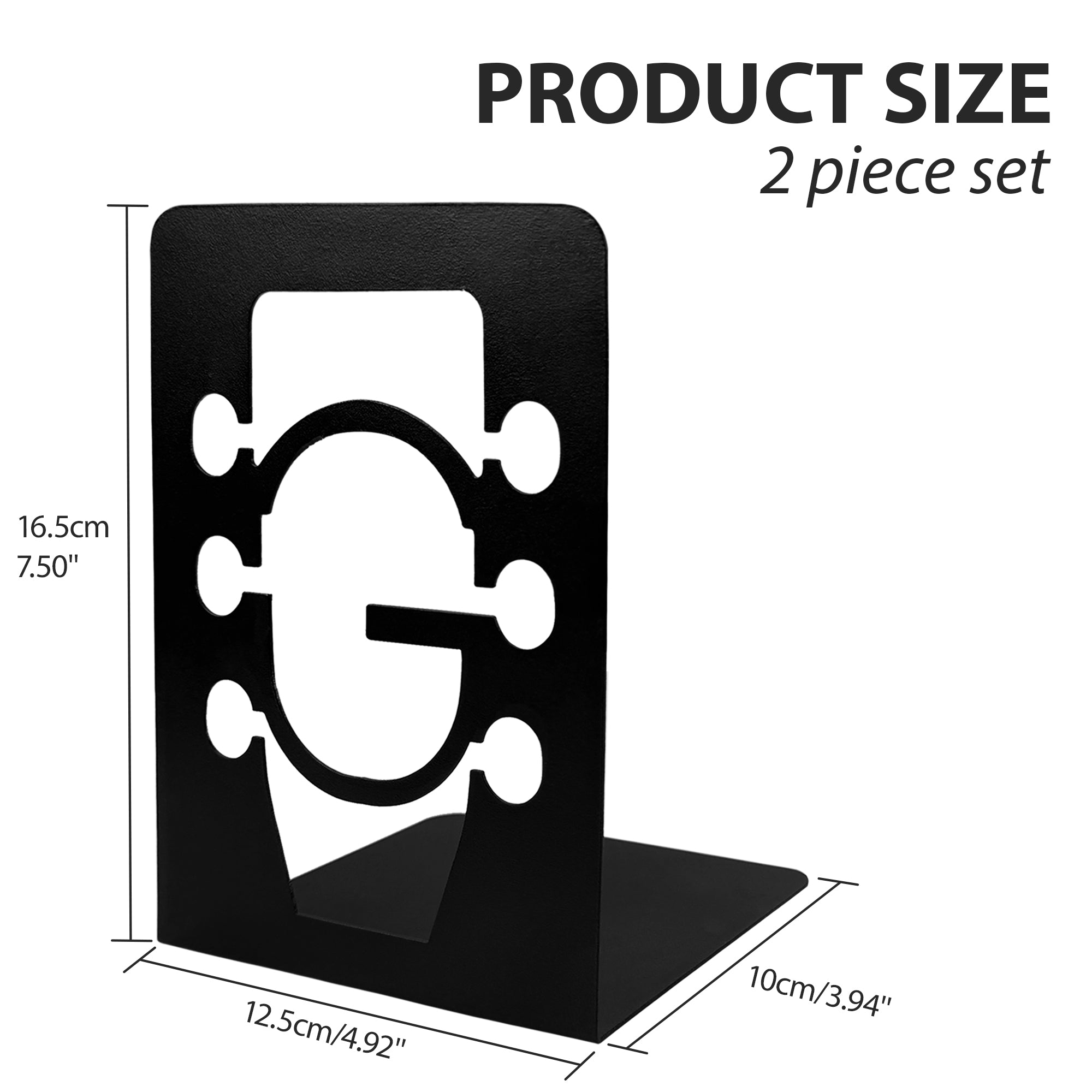 Musiin Guitar Shape Metal Bookends, Black Heavy-Duty Decorative, Music Books, CDs & Magazines Holders for Home Office Studio Library, Modern Design Book Organizer Pair