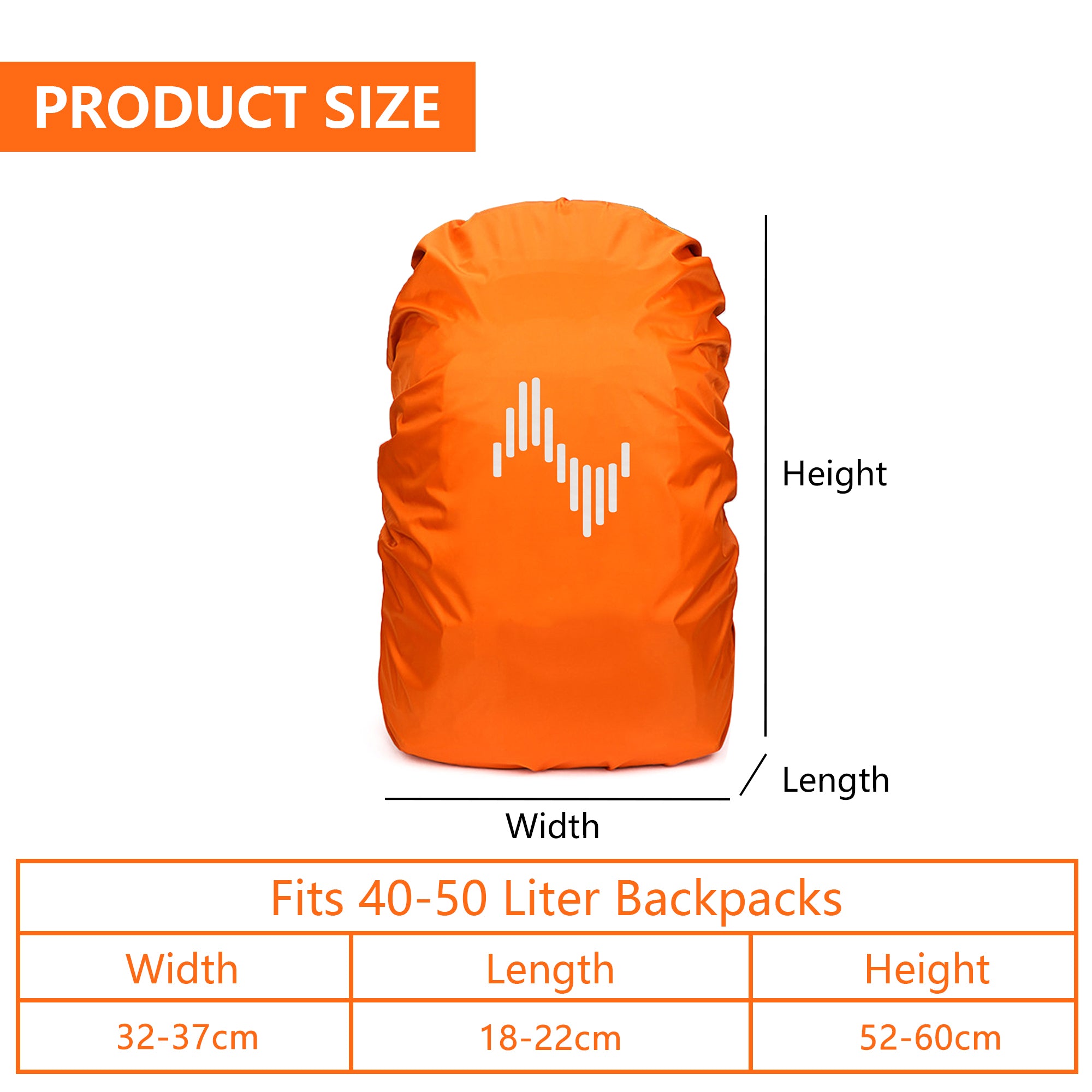 Musiin Backpack Waterproof Rain Cover, 45L Reflective Backpack Cover with Storage Pouch, Protects Musical Instruments and Gear from Rain, for Hiking, Travel, Camping, Outdoor Activities (Orange)