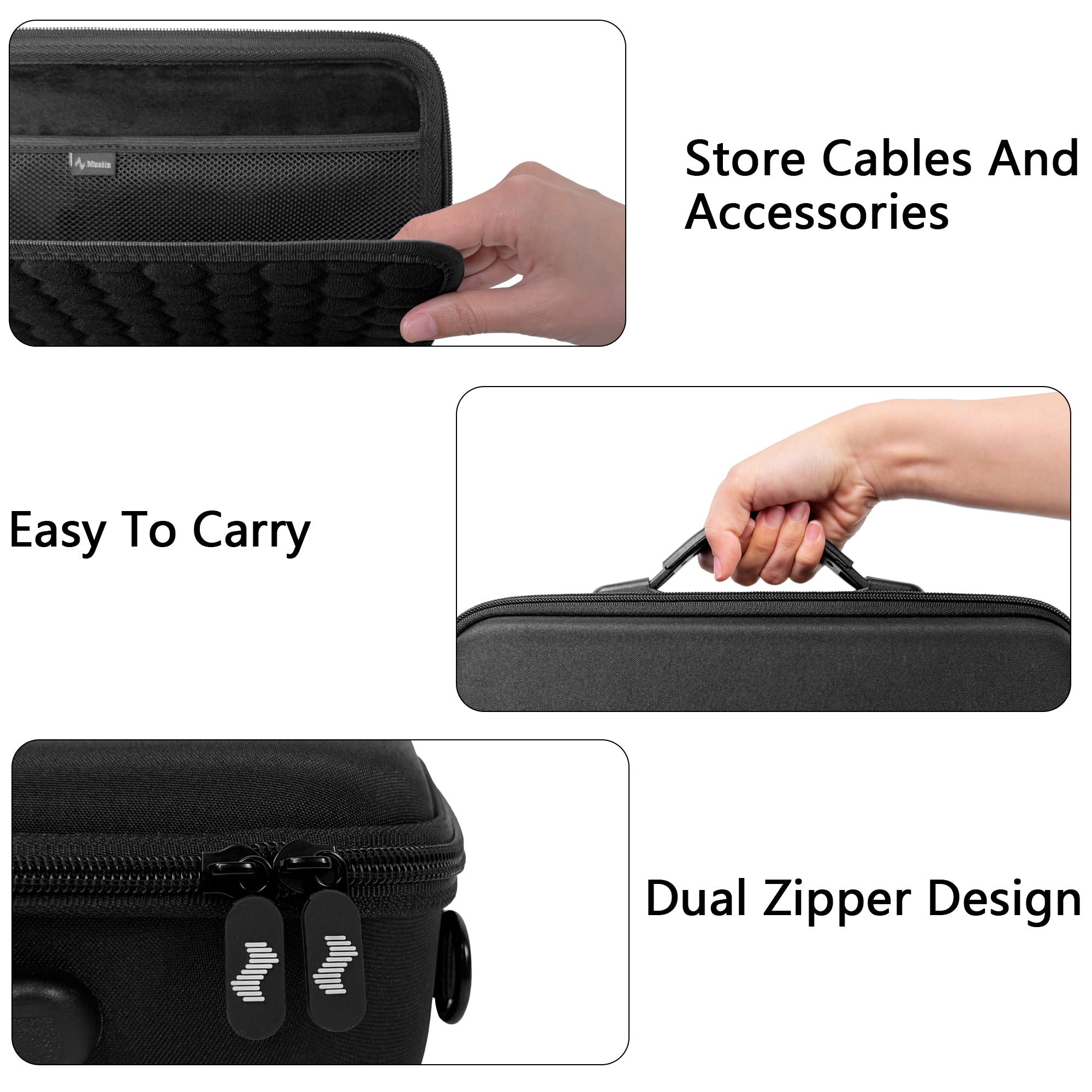 Musiin Audio Mixer Case Compatible with Zoom Live Trak L6 MAX, Custom Fit Interior, Dual Zipper Design, Top Mesh Pocket, Handle and Shoulder Strap, for Studio, Travel, and Live Performance