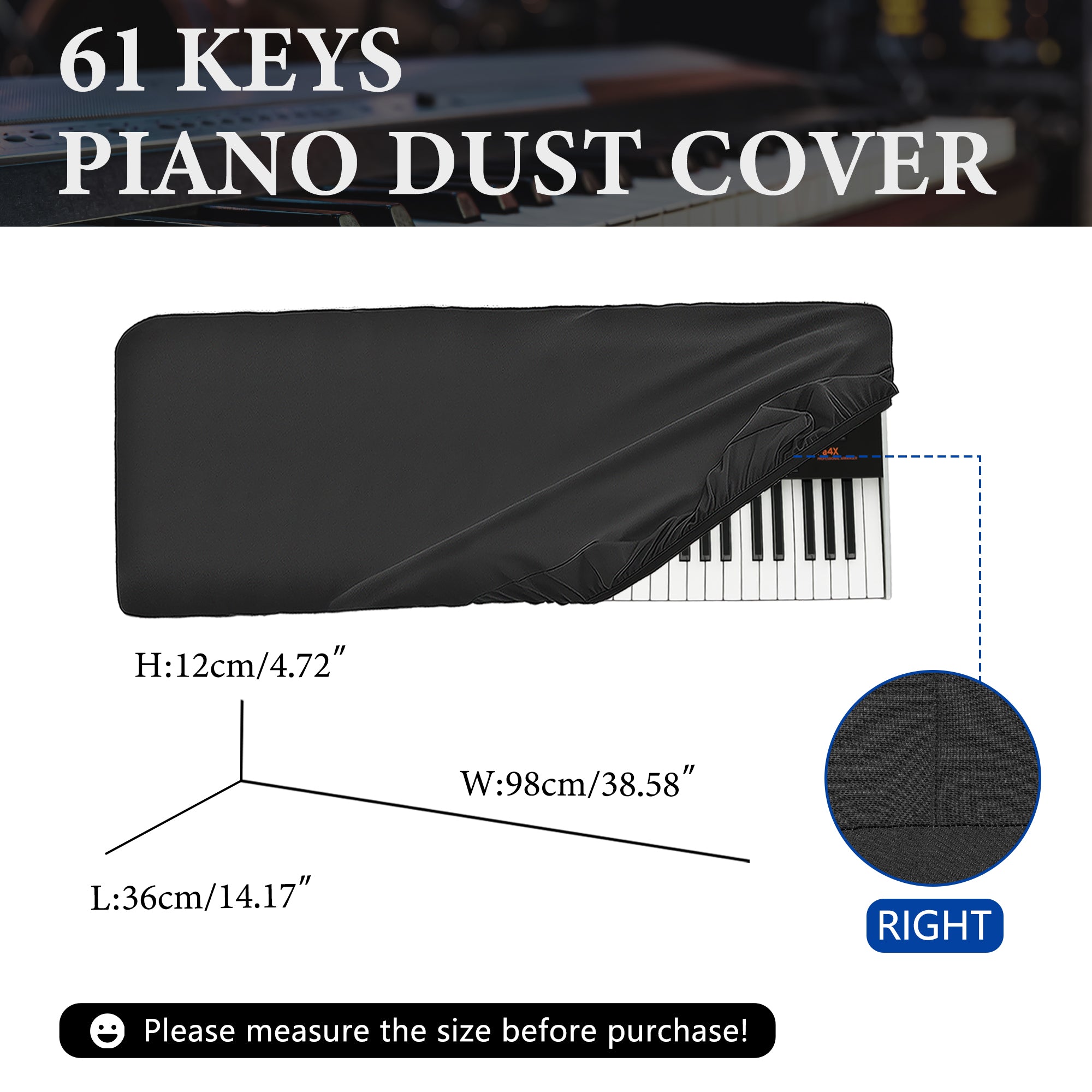 Musiin 61 keys piano keyboard dust cover, compatible with Sequential Prophet-5/KORG Pa4X Oriental 61/Pa4X 61/Roland E-X30/X20A/X20, Anti-scratch and Dustproof, Premium Soft Touch & Fitted design
