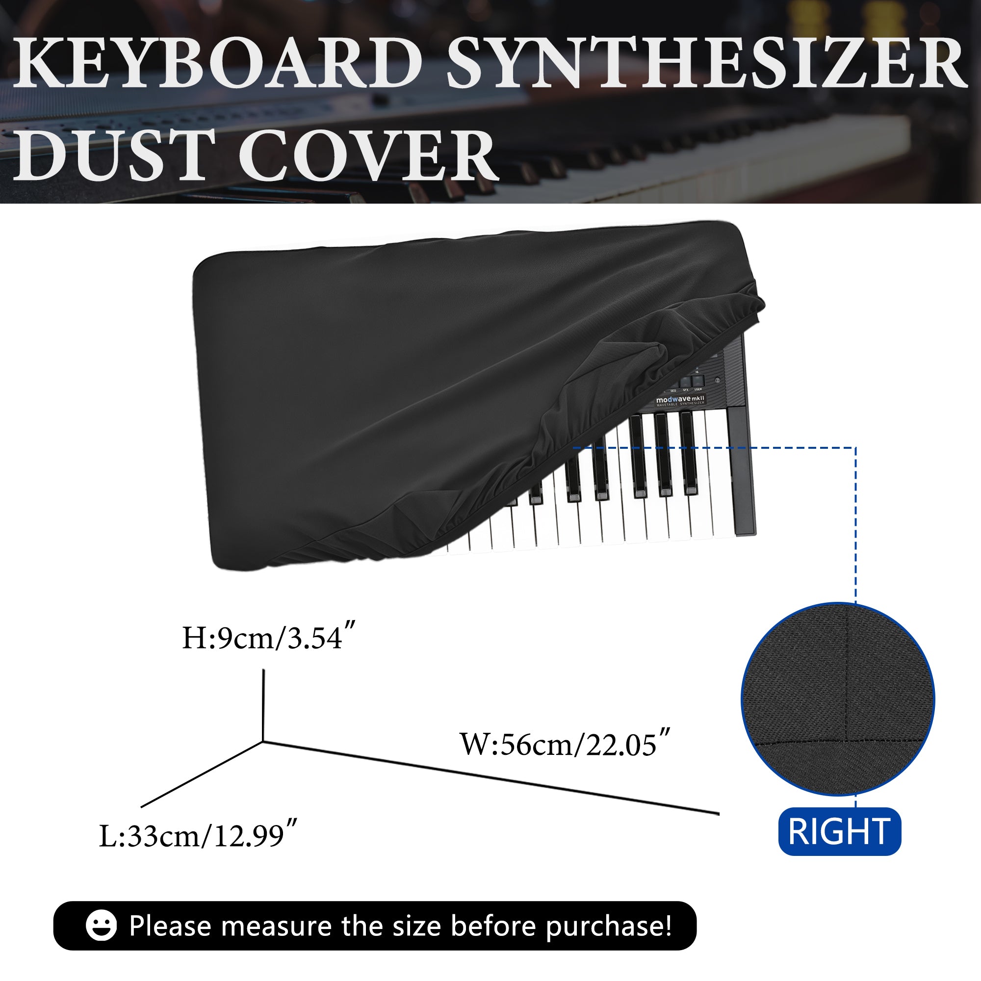 Musiin Keyboard Synthesizer Dust cover compatible with Korg Modwave mk2, Moog Messenger KingKORG NEO, opsix mk II, wavestate mk2,Premium Chinlon Anti-scratch and dustproof, Soft Touch & Fitted design