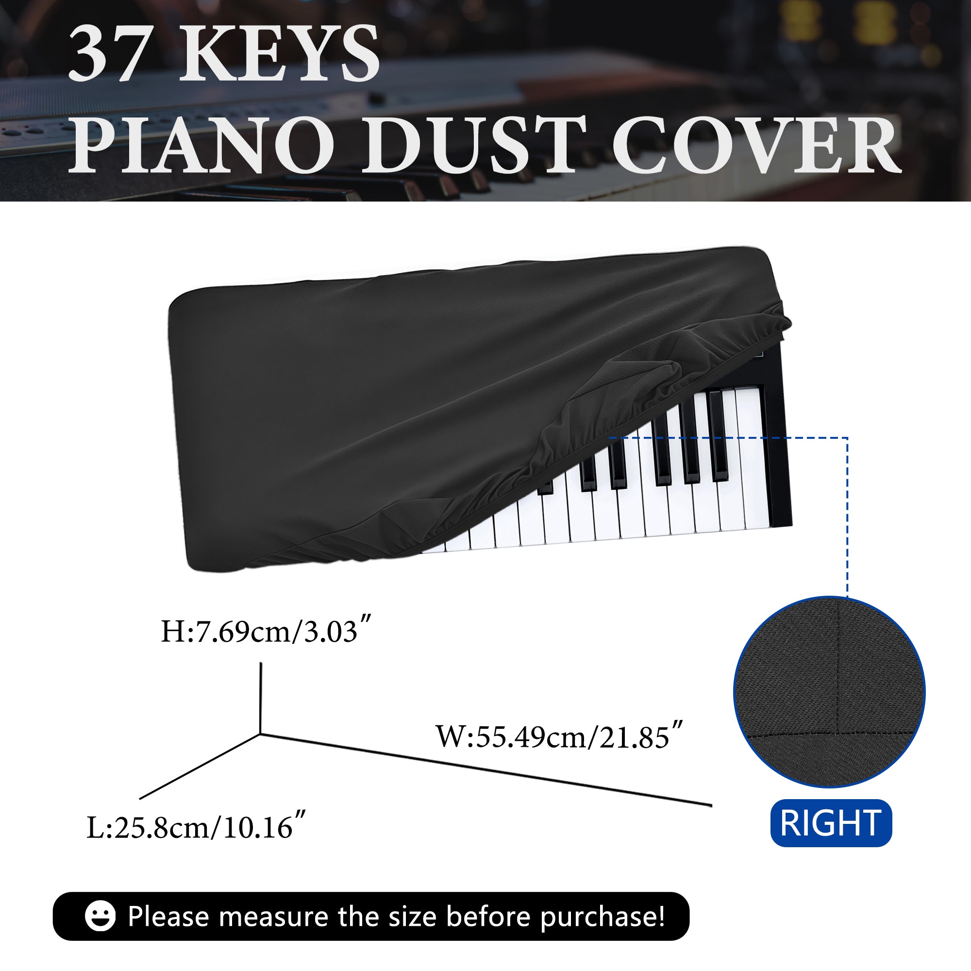 Musiin 37 keys piano keyboard dust cover, compatible with Novation LAUNCHKEY 37 MK3,LAUNCHKEY 37 MK4, MicroKORG S MBK/MWH Luxury Chinlon Anti-dust & Scratch-proof, Smooth Touch & Custom Fit