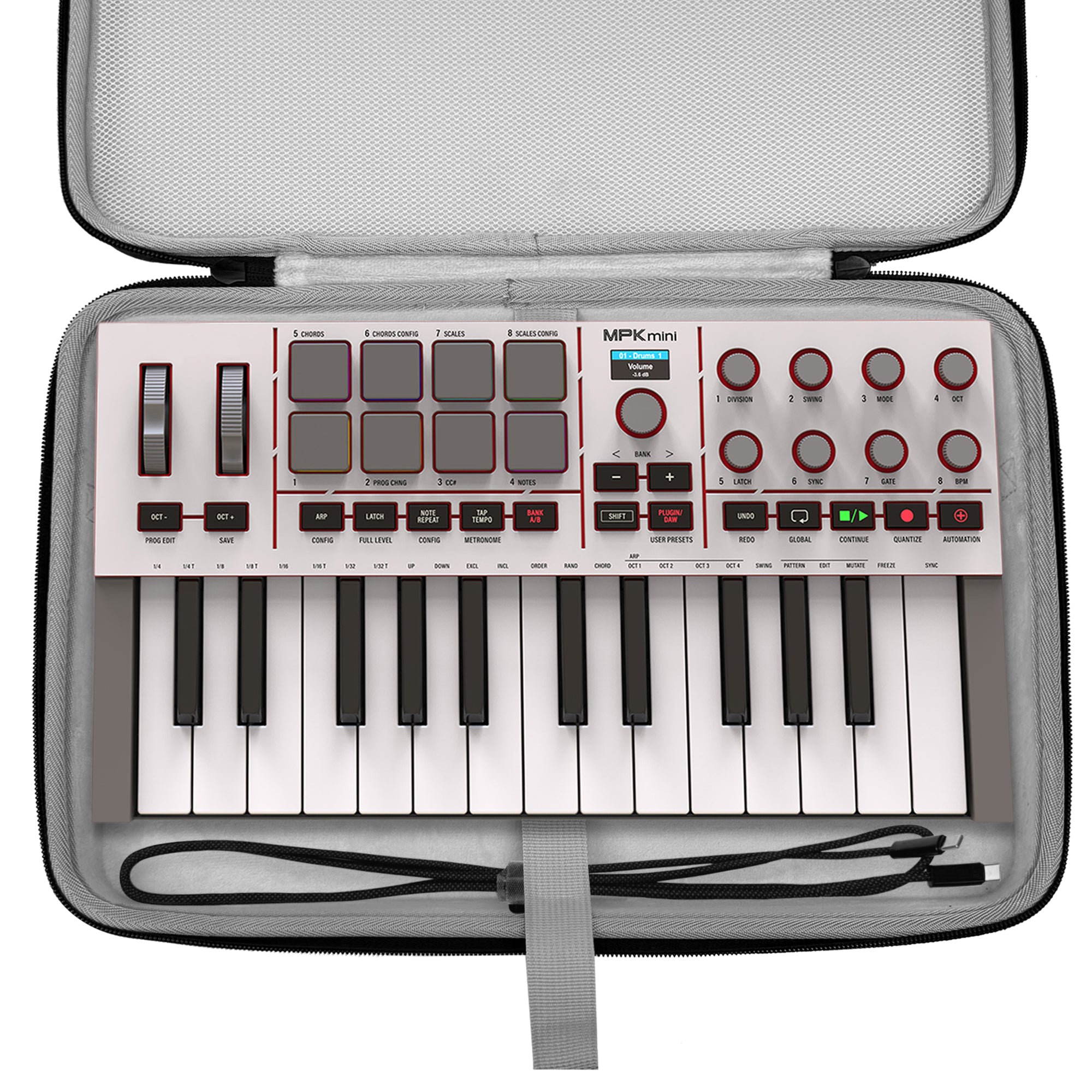 Musiin Premium Velvet Midi Keyboard Case Compatible with MPK Mini IV, Arturia MiniLab 3, MiniLab MkII 25 Slim, Keyboard cover Midi Controller Synthesizer case(Grey)