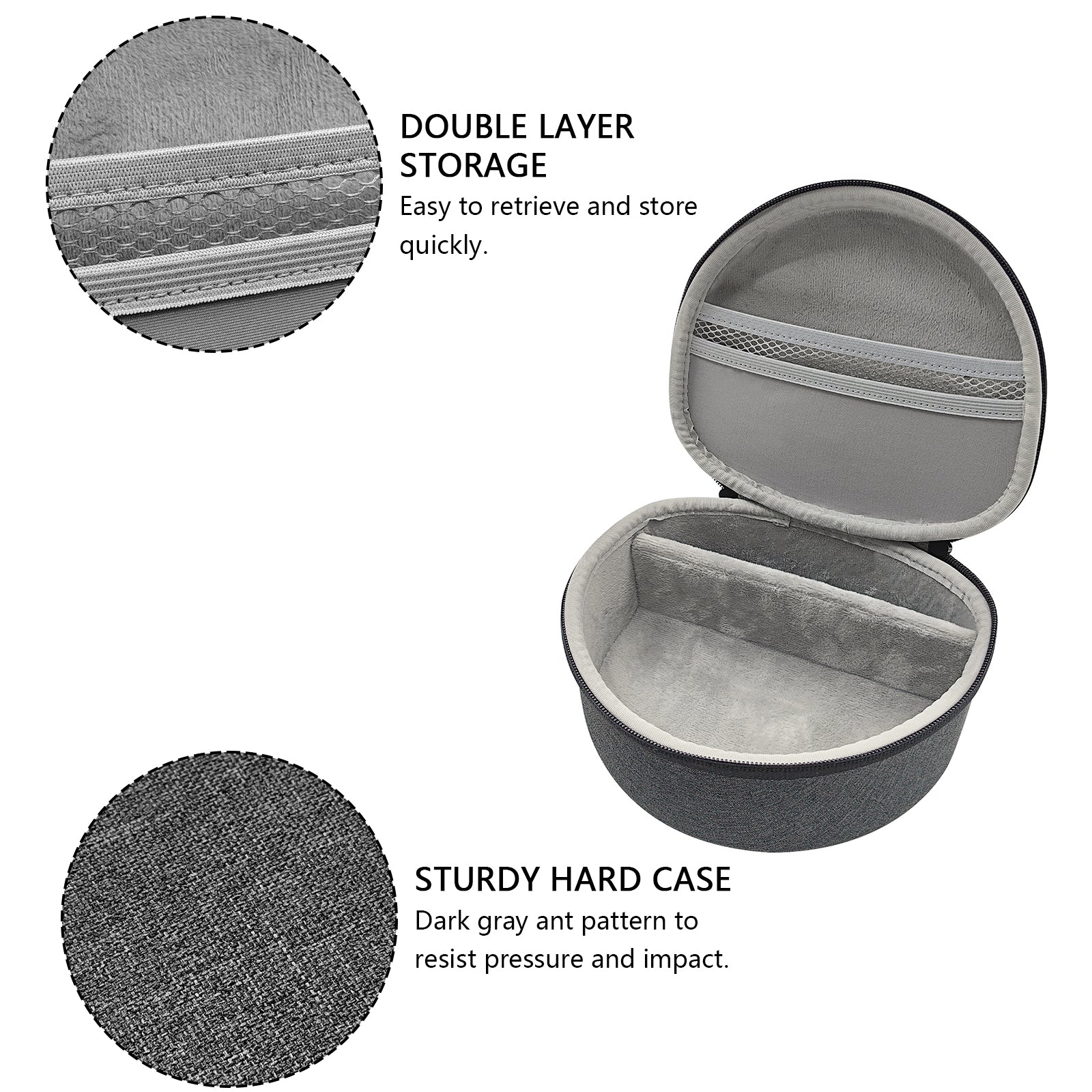 Musiin Professional Over-Ear Monitor Headphone Hard Case - Compatible with Sony MDR7506,WH-1000XM4 Marshall Mid ANC and More - Dark Grey Ant Pattern Shell with Light Grey Velvet Interior