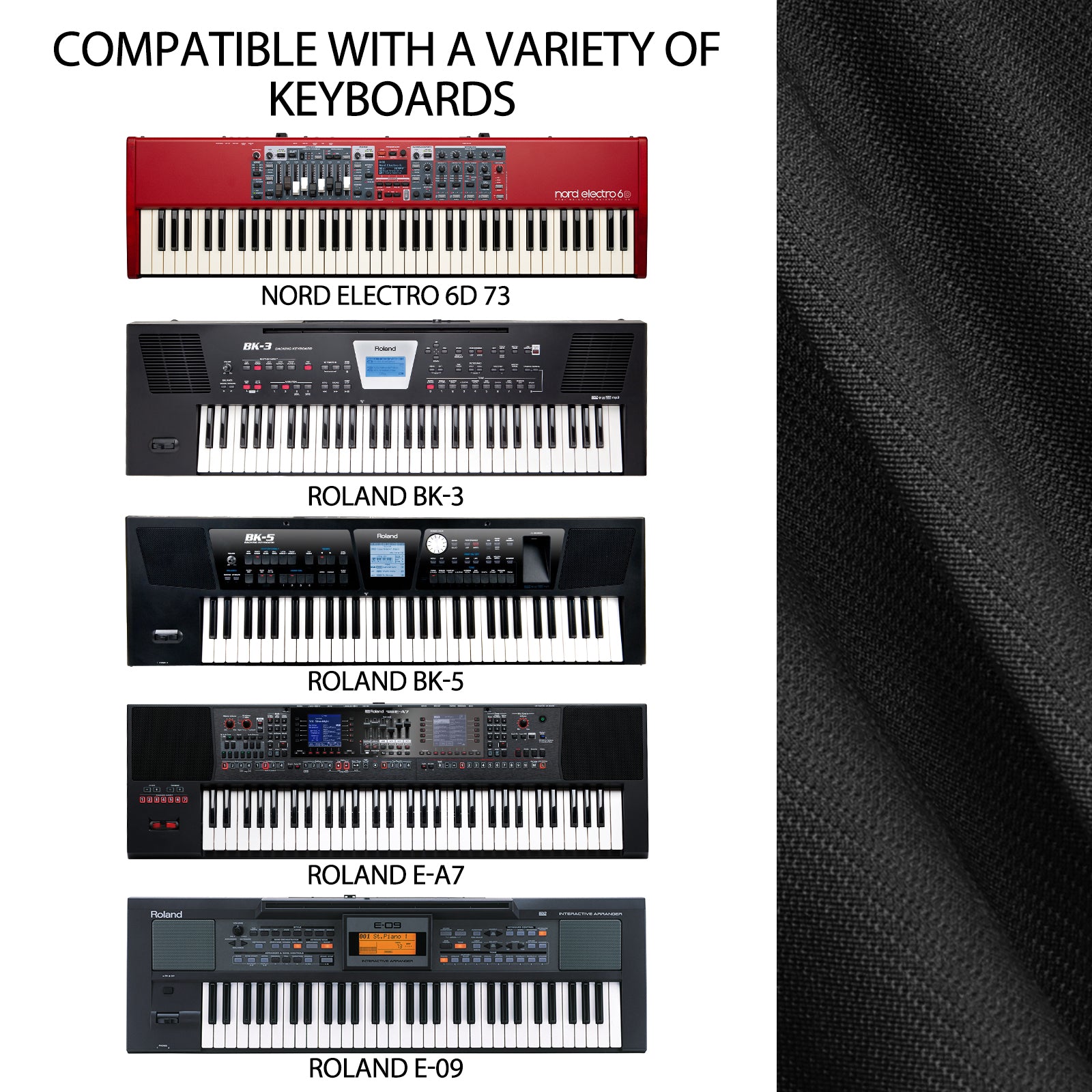 Musiin Ultimate Keyboard Dust Cover Compatible with Nord Electro 6D 73,Stretchable Chinlon, Dust & Pet scratch Protection
