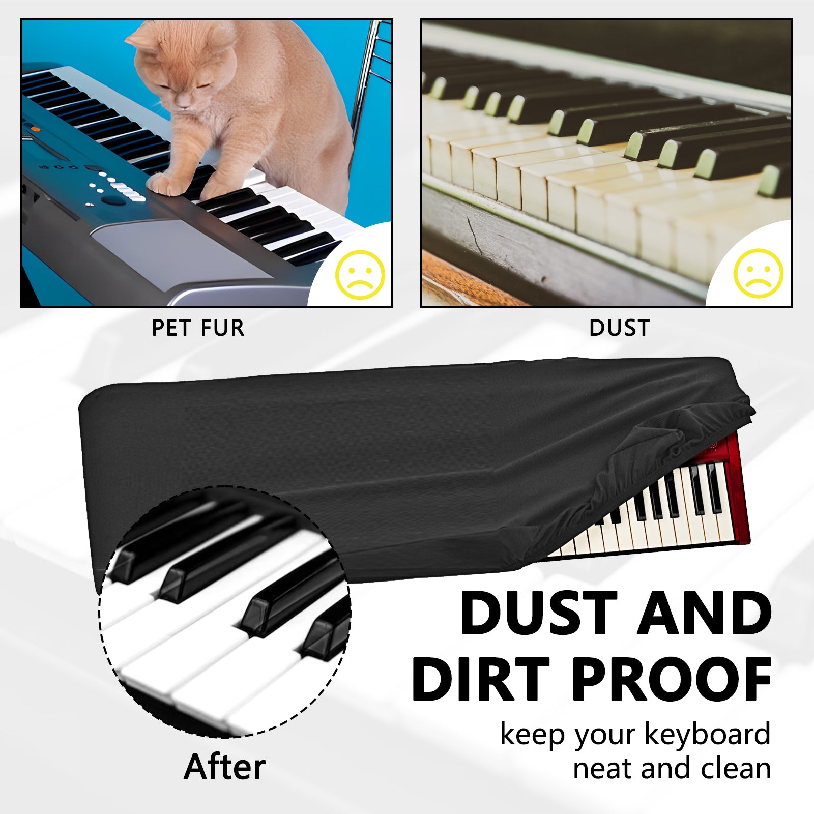 Musiin Ultimate Keyboard Dust Cover Compatible with Nord Electro 6D 73,Stretchable Chinlon, Dust & Pet scratch Protection