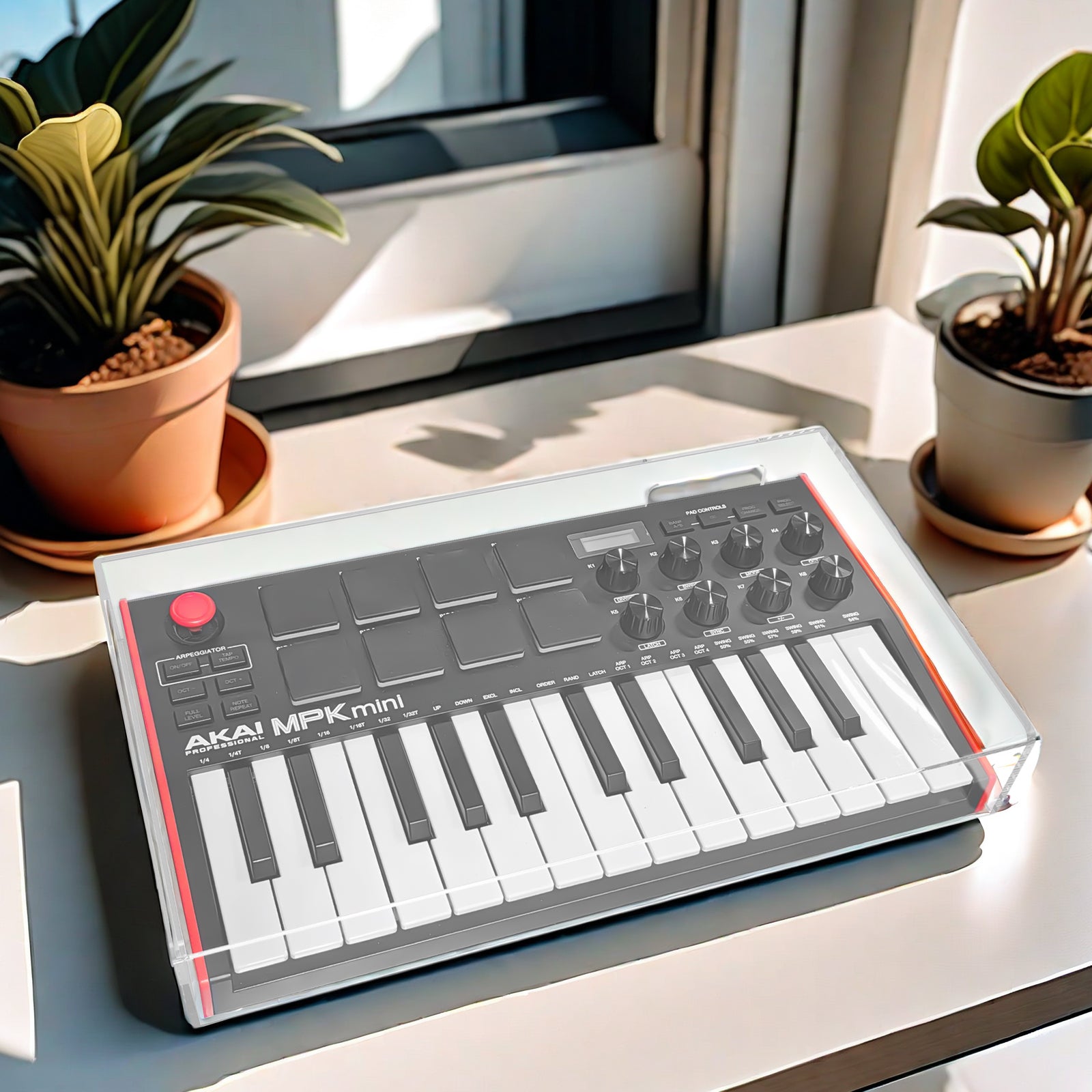 Musiin Premium Acrylic Midi Keyboard dust cover Reserved wire trough, waterproof and dustproof, compatible with AKAI MPK Mini MK3 keyboard protective