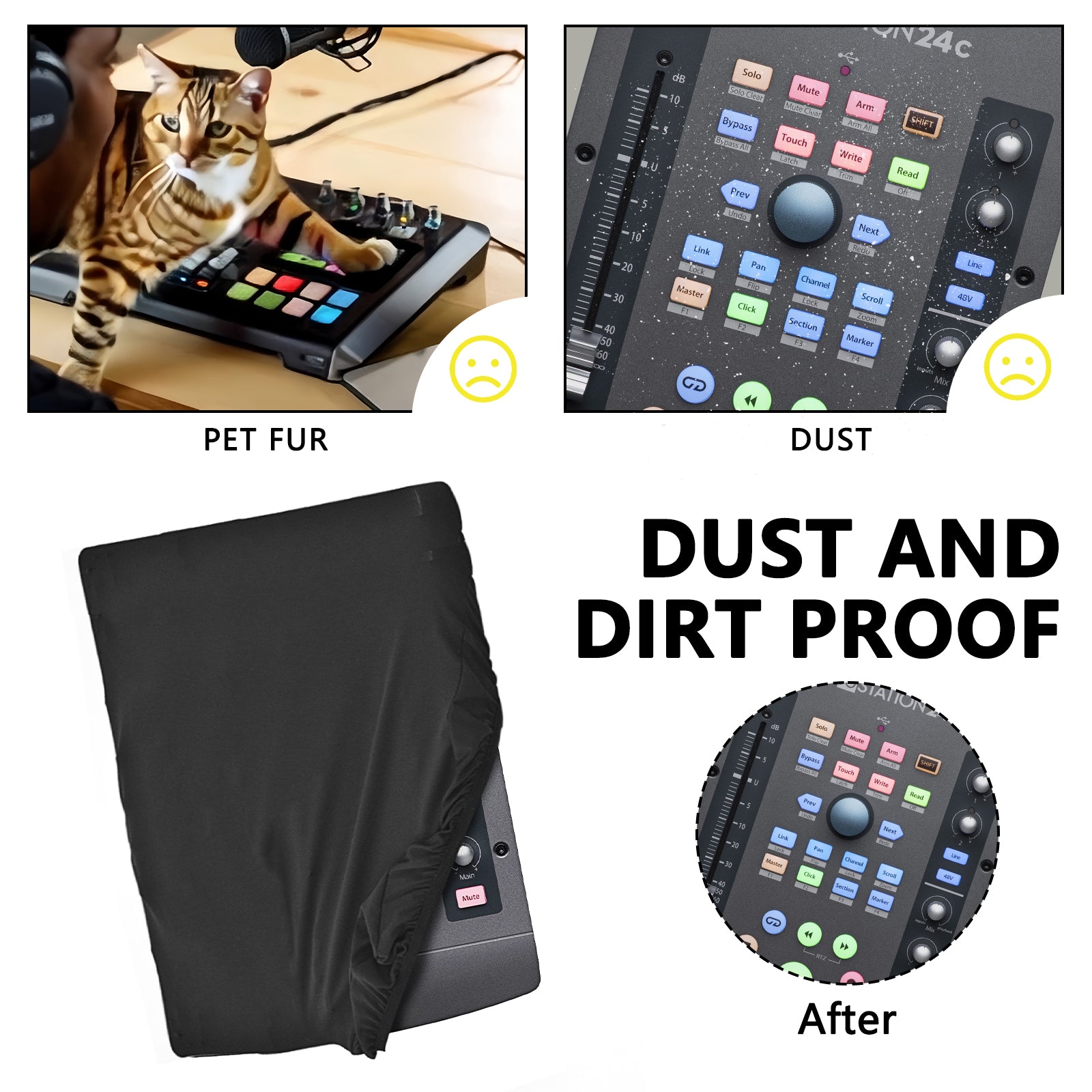Musiin Ultimate Home Studio Mixer Cover - Stretchable Chinlon, Splash-Resistant, Dust & Pet Hair Protection, Compatible with ioStation 24C X-TOUCH ONE GIGCASTER 5
