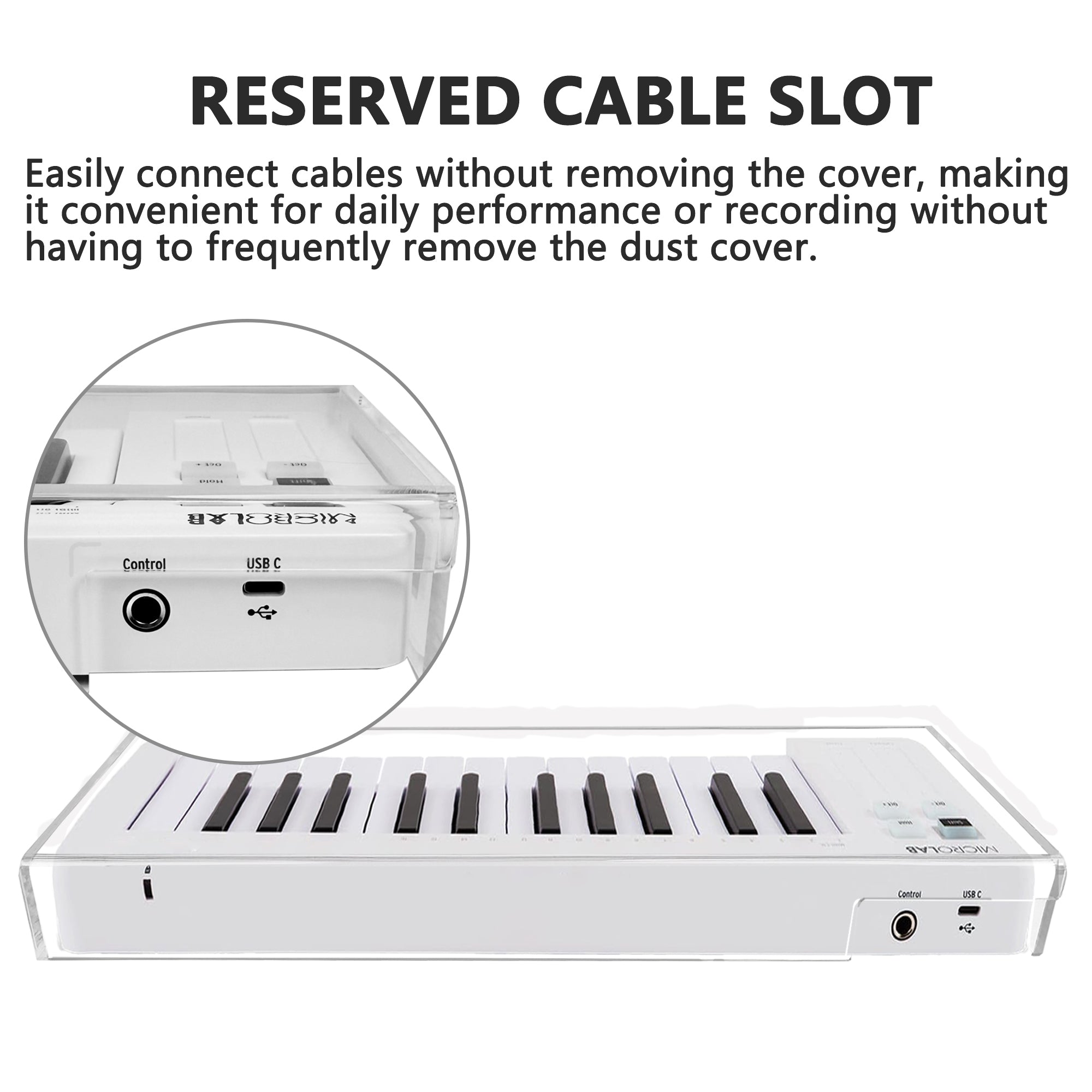 Musiin Piano Keyboard Acrylic Cover Compatible With Arturia MicroLab,Transparent Reserved Wire Groove,Waterproof and Dustproof, Suitable for Home Studio Desktop Protection