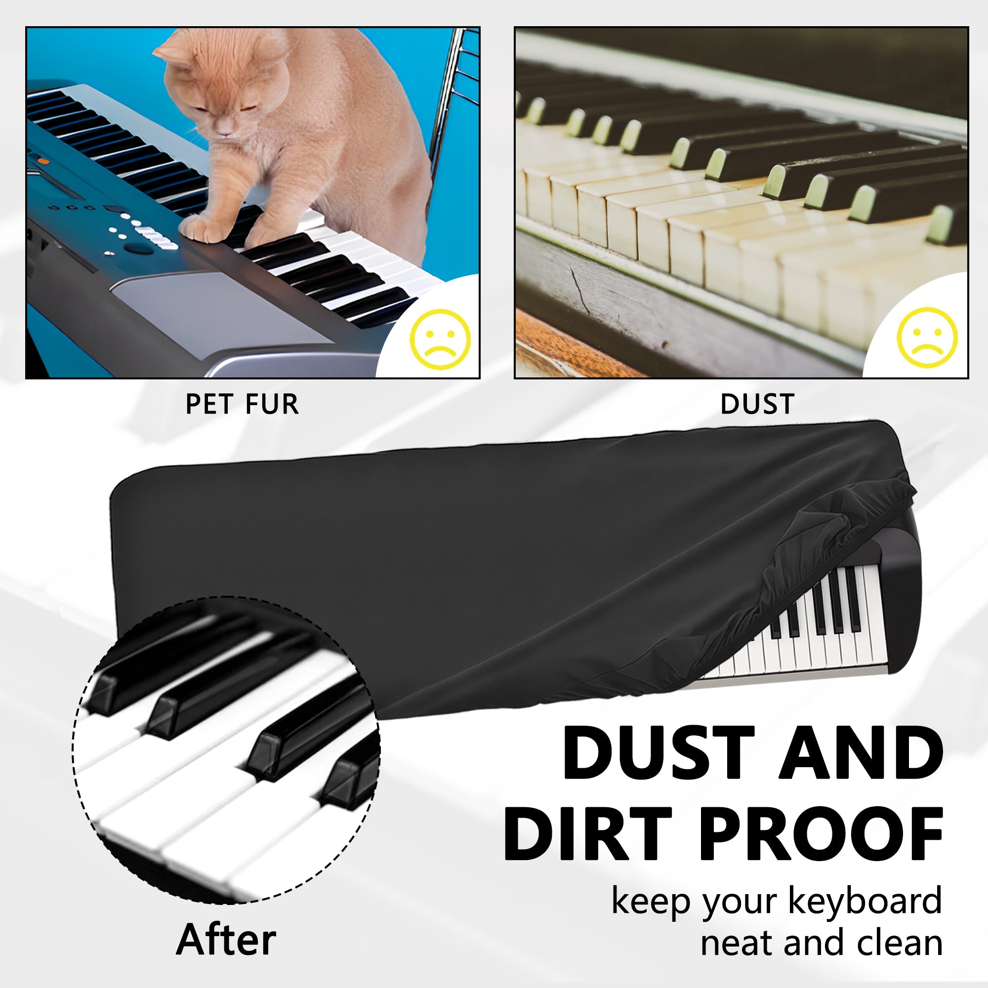 Musiin 88 Keys Keyboard Synthesizer Dust Cover,Compatible with Roland V-STAGE 88,FANTOM-08,KORG SV-2 88,SV-2S 88, Premium Chinlon Anti-scratch and dustproof, Soft Touch & Fitted Design