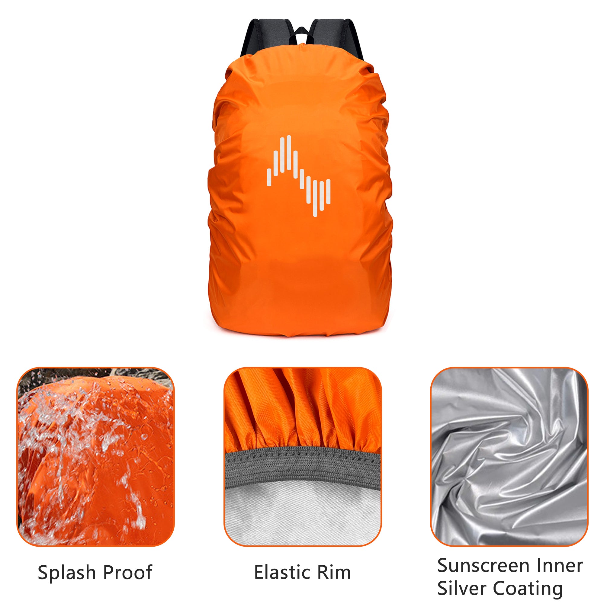 Musiin Backpack Waterproof Rain Cover, 45L Reflective Backpack Cover with Storage Pouch, Protects Musical Instruments and Gear from Rain, for Hiking, Travel, Camping, Outdoor Activities (Orange)