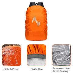 Musiin Backpack Waterproof Rain Cover, 45L Reflective Backpack Cover with Storage Pouch, Protects Musical Instruments and Gear from Rain, for Hiking, Travel, Camping, Outdoor Activities (Orange)