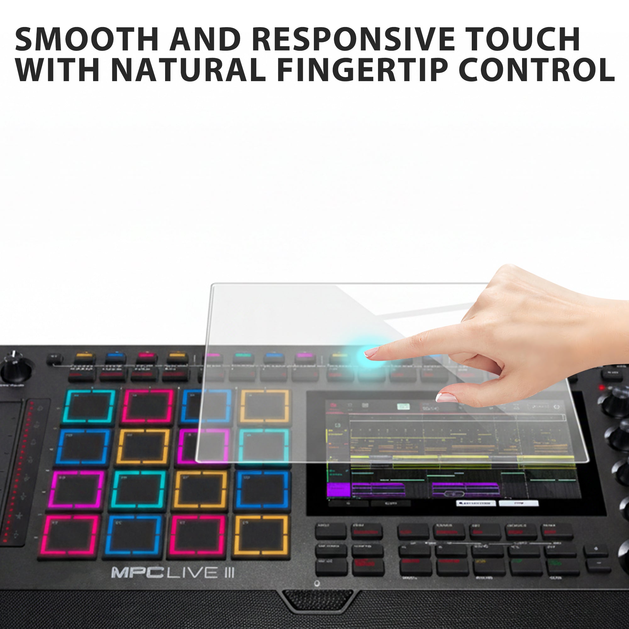 Musiin Audio Workstation 7 inch Touch Screen Protector Compatible with MPC Live 3/MPC Live 2/MPC Key 37 & 61/MPC One+,Ultra-Clear Tempered Glass Touchscreen Protector with Invisible Coverage
