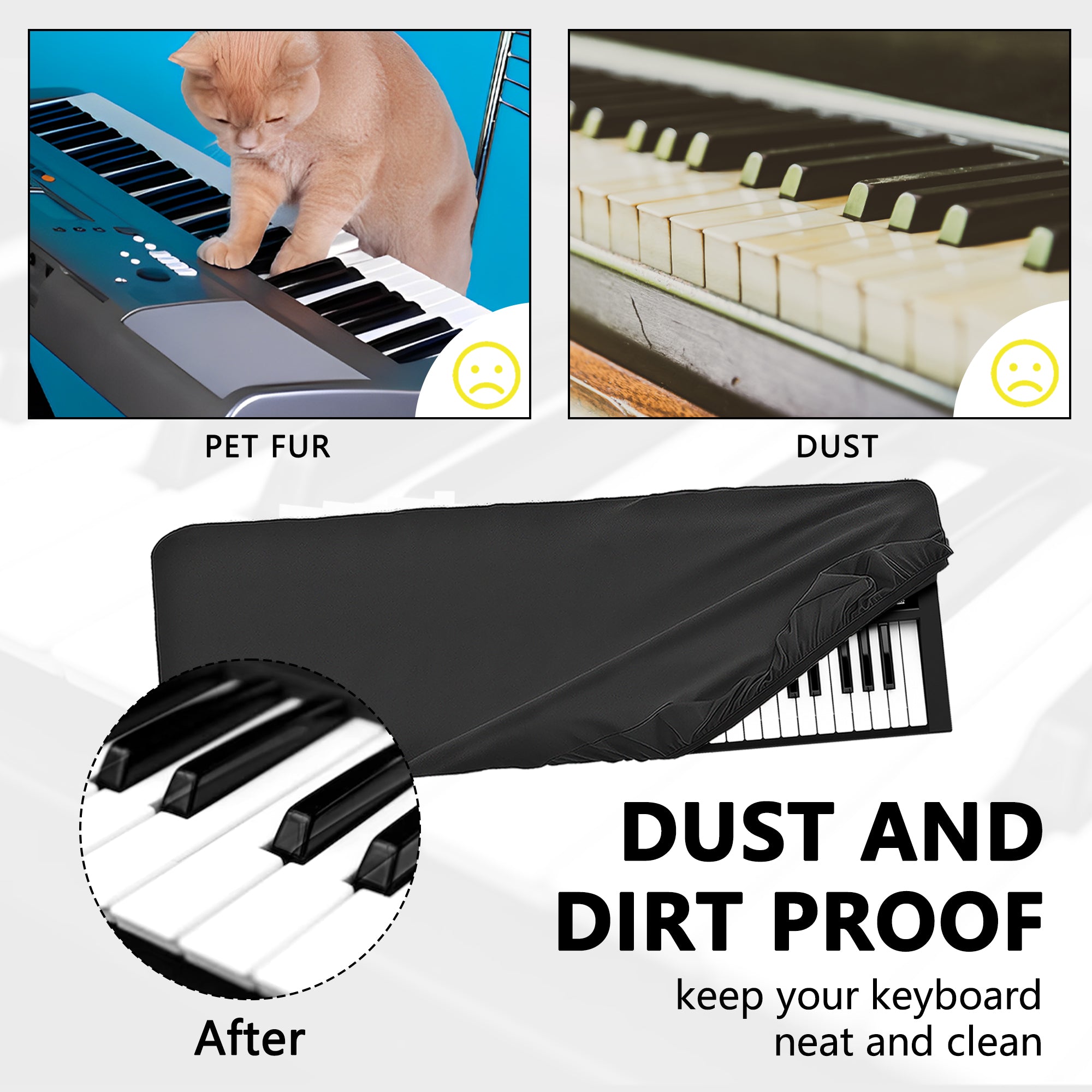 Musiin 61 keys piano keyboard dust cover, compatible with Roland FA-06,V-COMBO VR-09-B,M-Audio Oxygen 61,Behringer Motor 61,Luxury Chinlon Anti-dust & Scratch-proof, Smooth Touch & Custom Fit