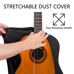 Musiin Premium Classical Guitar Cover compatible with Yamaha CG122 Fender Classical Nylon String Guitars, Portable Sleeve Black Stretchy Fabric Dust Cover(CG-L)