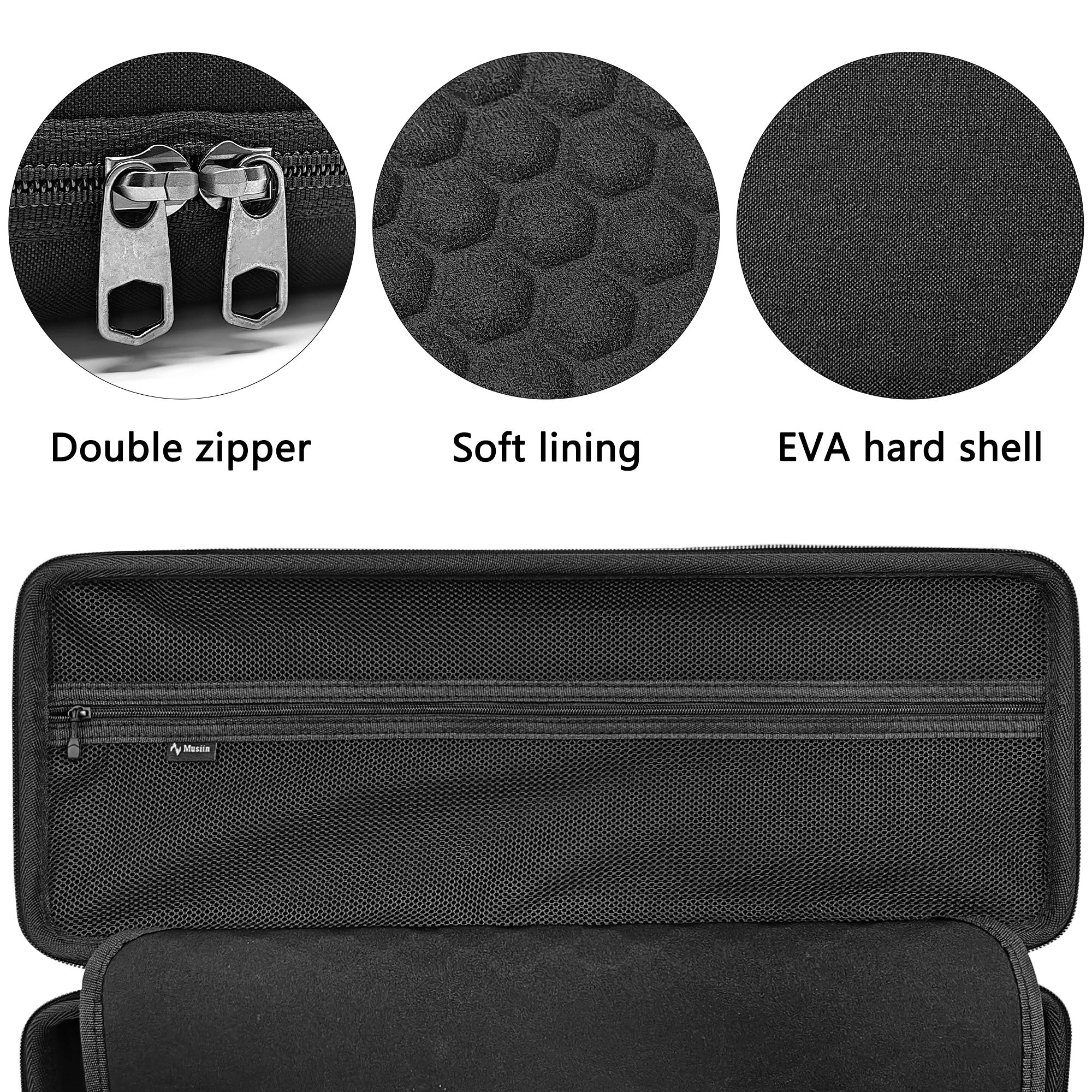 Musiin MIDI Controller Case, Compatible with Ableton Move and Arturia MicroLab MK3, Built-in Mesh Pocket and Cable Compartment, Fixed Design, Ideal for Travel and Live Performance