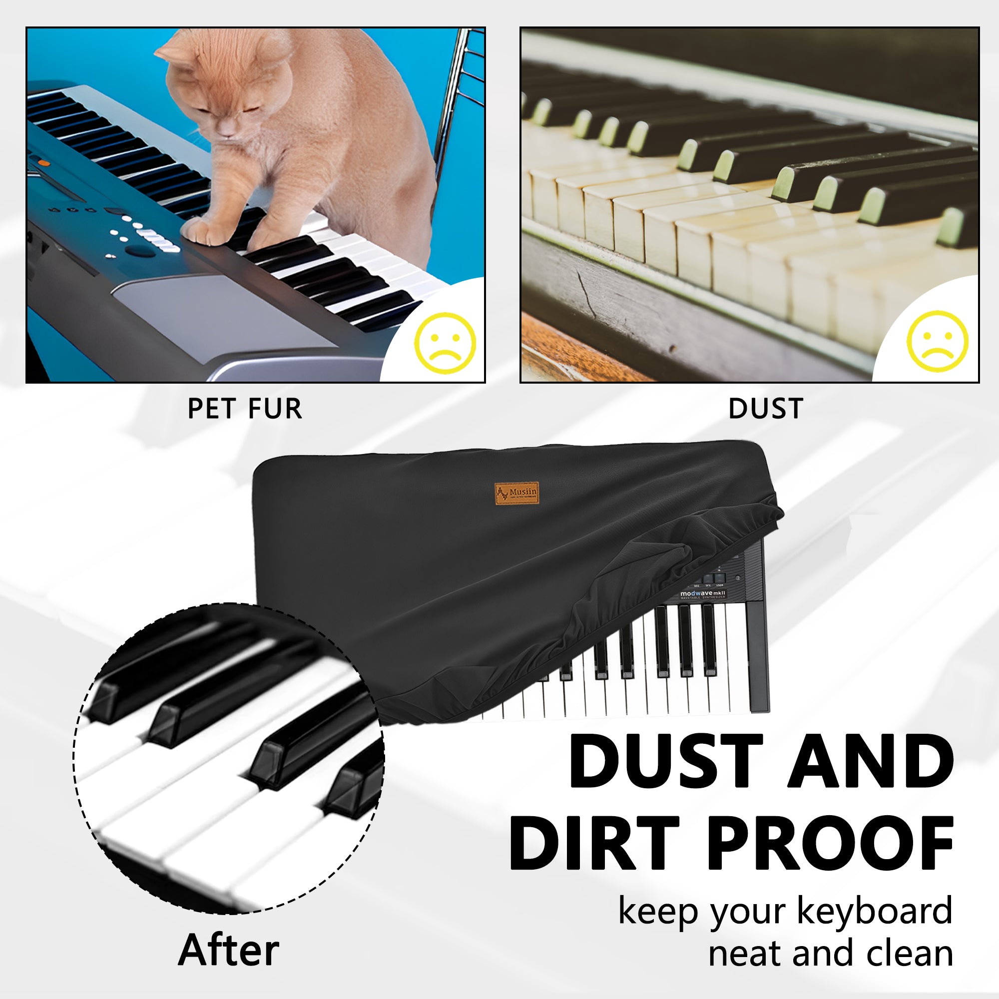 Musiin Keyboard Synthesizer Dust cover compatible with Korg Modwave mk2, Moog Messenger KingKORG NEO, opsix mk II, wavestate mk2,Premium Chinlon Anti-scratch and dustproof, Soft Touch & Fitted design