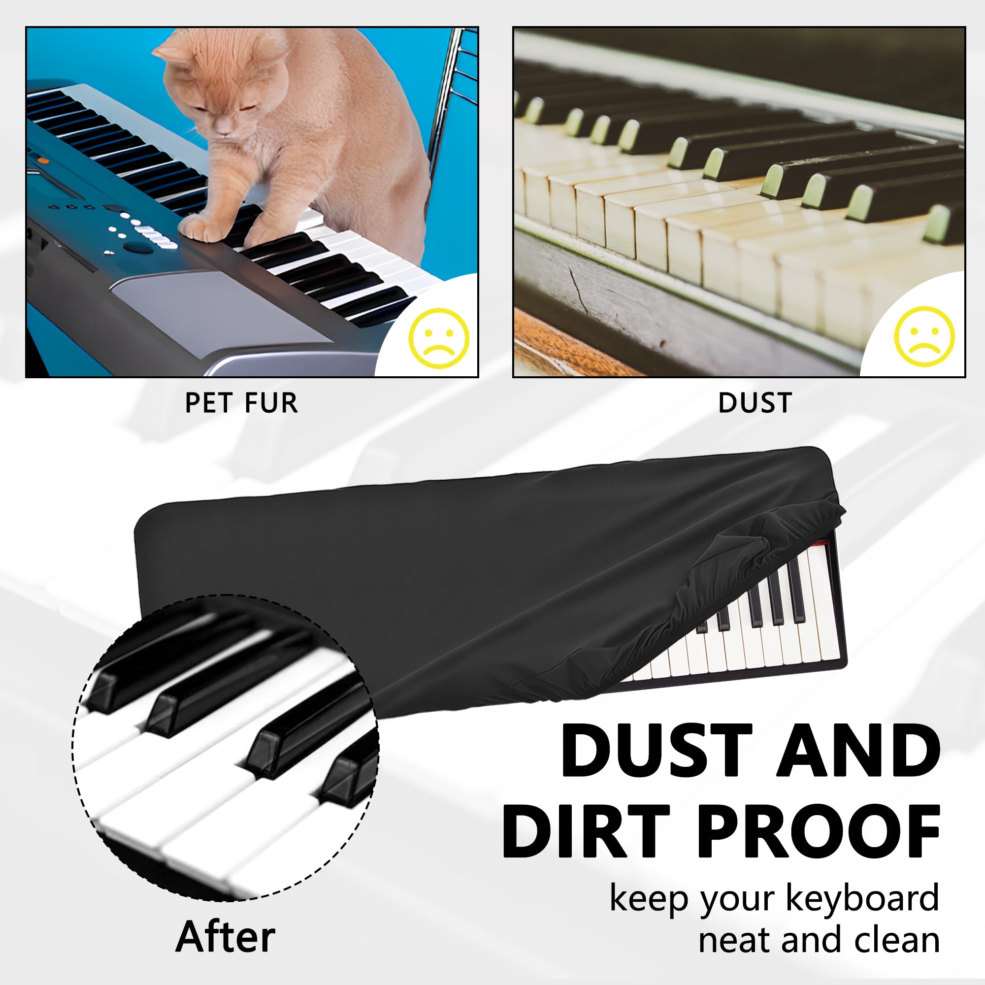 Musiin 61 keys piano keyboard dust cover, compatible with Sequential Prophet-6,Roland 61P, 61K, 61KL, Arturia KeyLab 61 Mkll, Premium Chinlon Anti-scratch and dustproof, Soft Touch & Fitted design