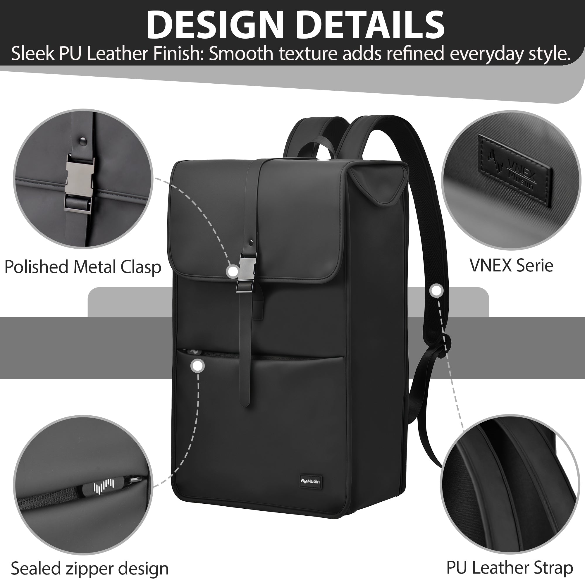 Musiin VNEX Audio Workstatin Backpack Compatible with MPC Live 3/One+,NI Maschine+ MK3,Ableton Push 3, Elektron Tonverk most DAW, Ideal for Home Studio & Live Show cover,Fully Waterproof Commuter Bag