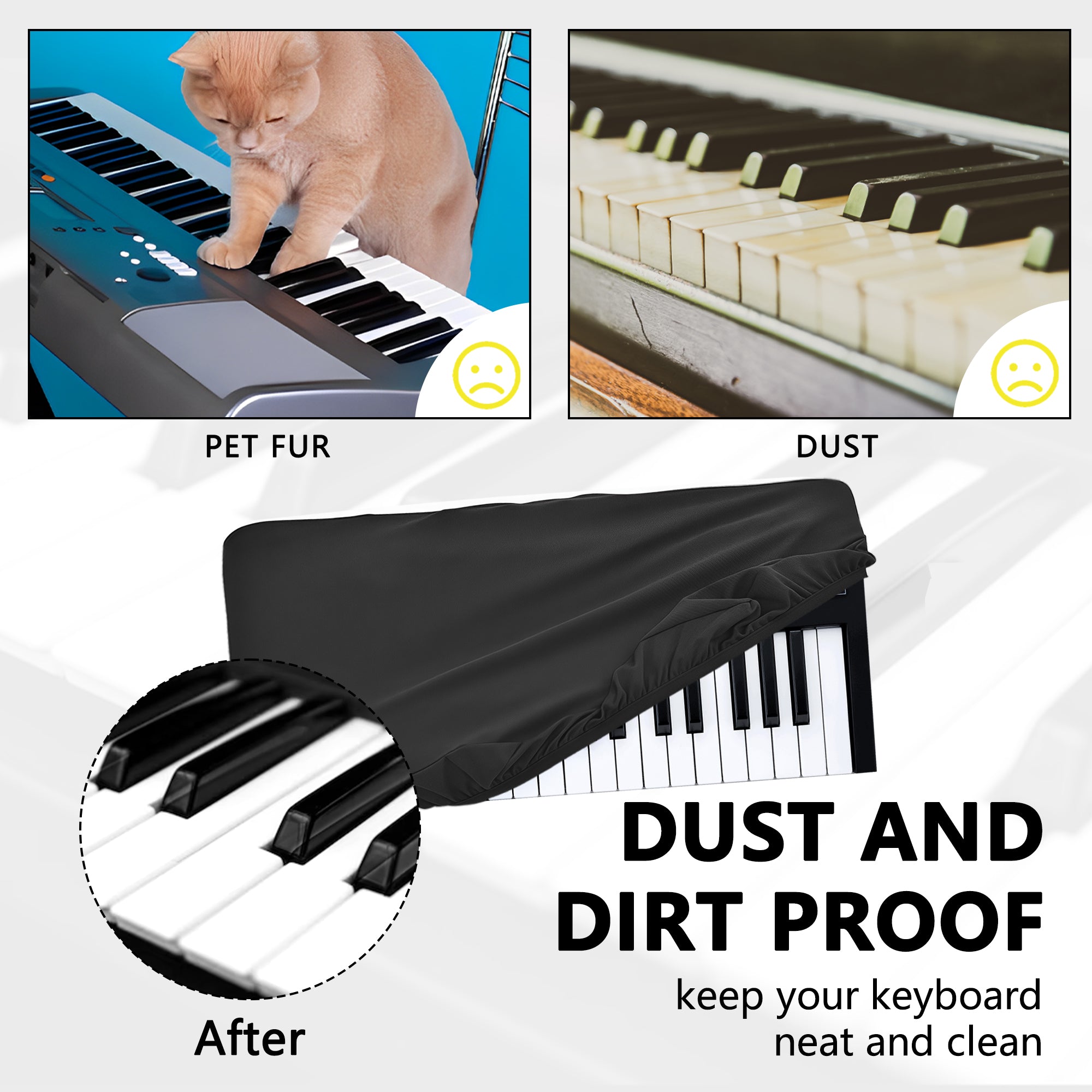 Musiin 37 keys piano keyboard dust cover, compatible with Novation LAUNCHKEY 37 MK3,LAUNCHKEY 37 MK4, MicroKORG S MBK/MWH Luxury Chinlon Anti-dust & Scratch-proof, Smooth Touch & Custom Fit
