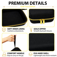 Musiin Direct Box Case Compatible with Radial ProAV2 JDI J48 Stereo Passive Multimedia,Upgraded Gold Top Zipper and Comfortable Handle,for Studio,Daily Storage and Stage Carrying (Gold Tone Edition)