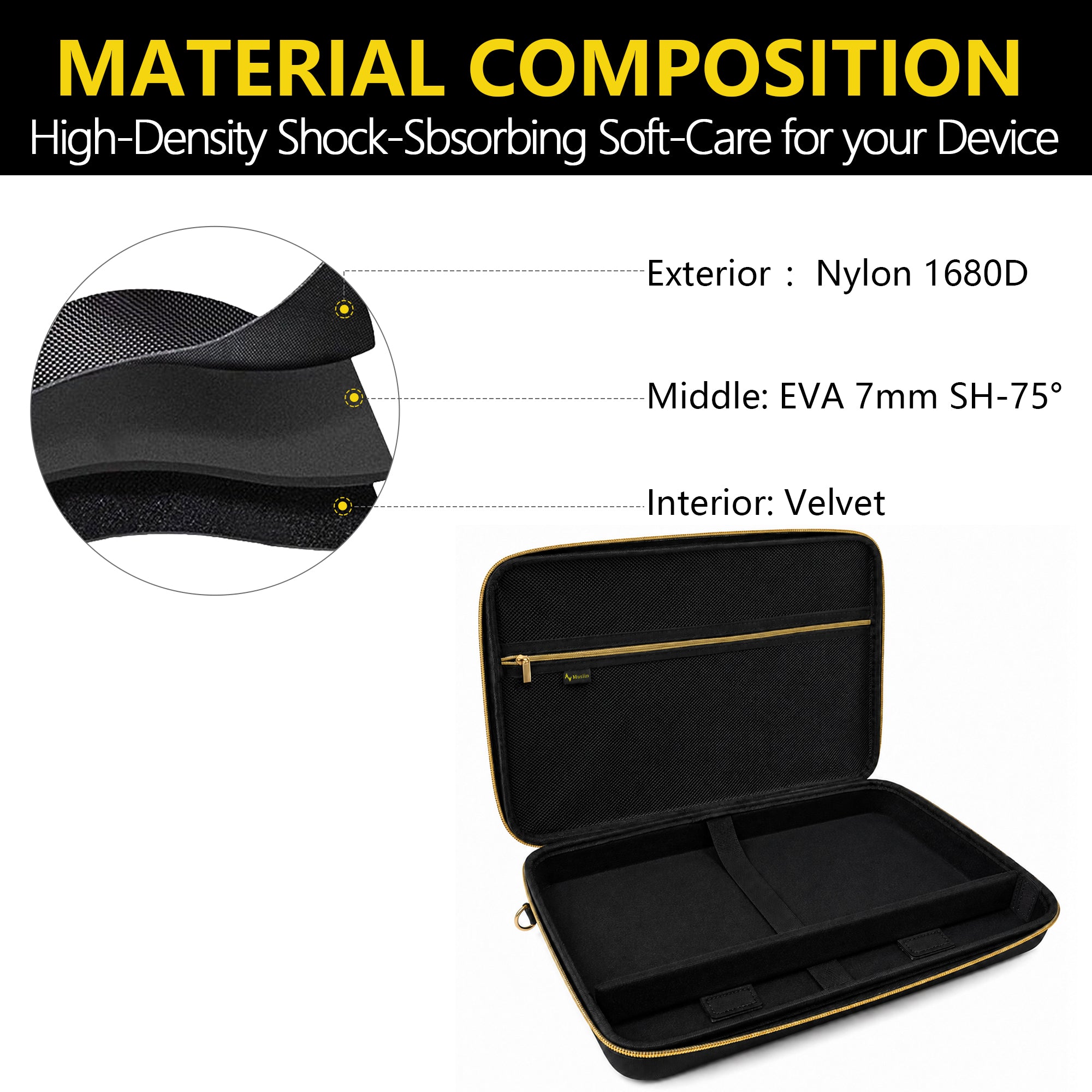Musiin Premium MIDI Keyboard Controller Case Compatible with Akai Mini IV,Arturia MiniLab 3, MiniLab MkII,, 25-Key Synthesizer, Portable Protective Cover Bag with Shoulder Strap(Gold Tone Edition)