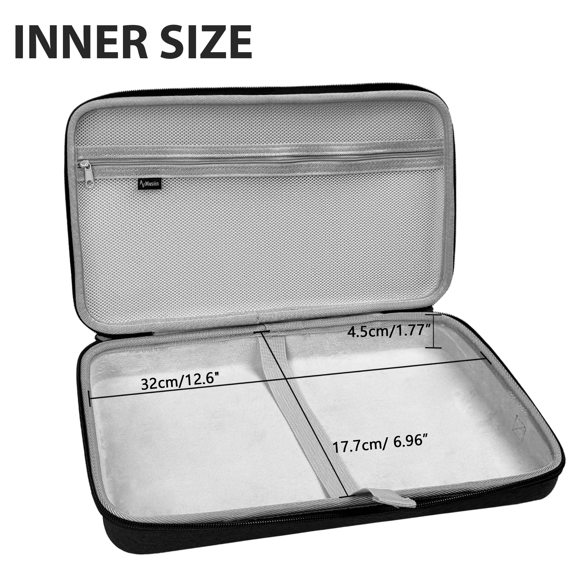 Musiin DJ Controller Case Compatible with Hercules DJControl Mix Ultra, Hard Shell Protection with Dual Zippers, Mesh Pocket & Comfortable Handle for DJ Live Show & Travel (Gray)