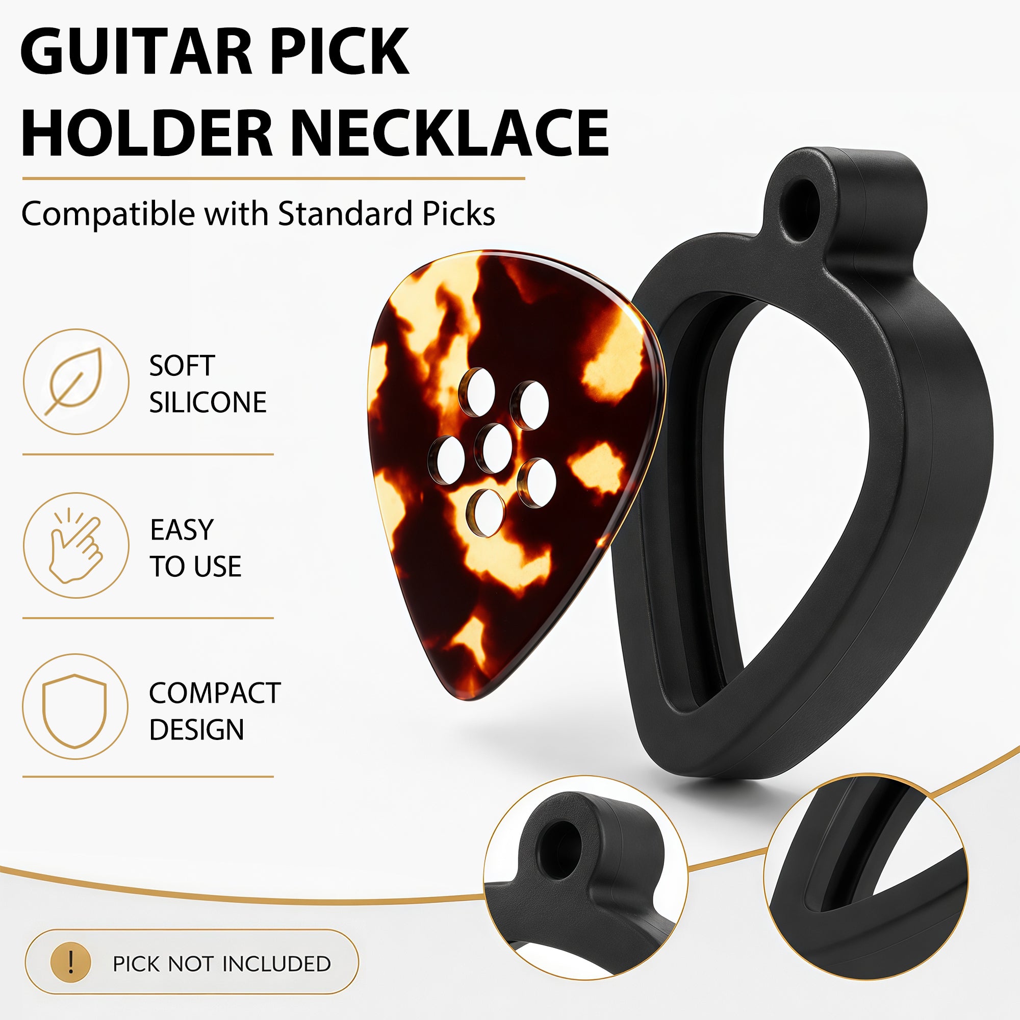Musiin Premium Guitar Pick Holder Necklace for Fender,Dunlop,D'Addario Pick