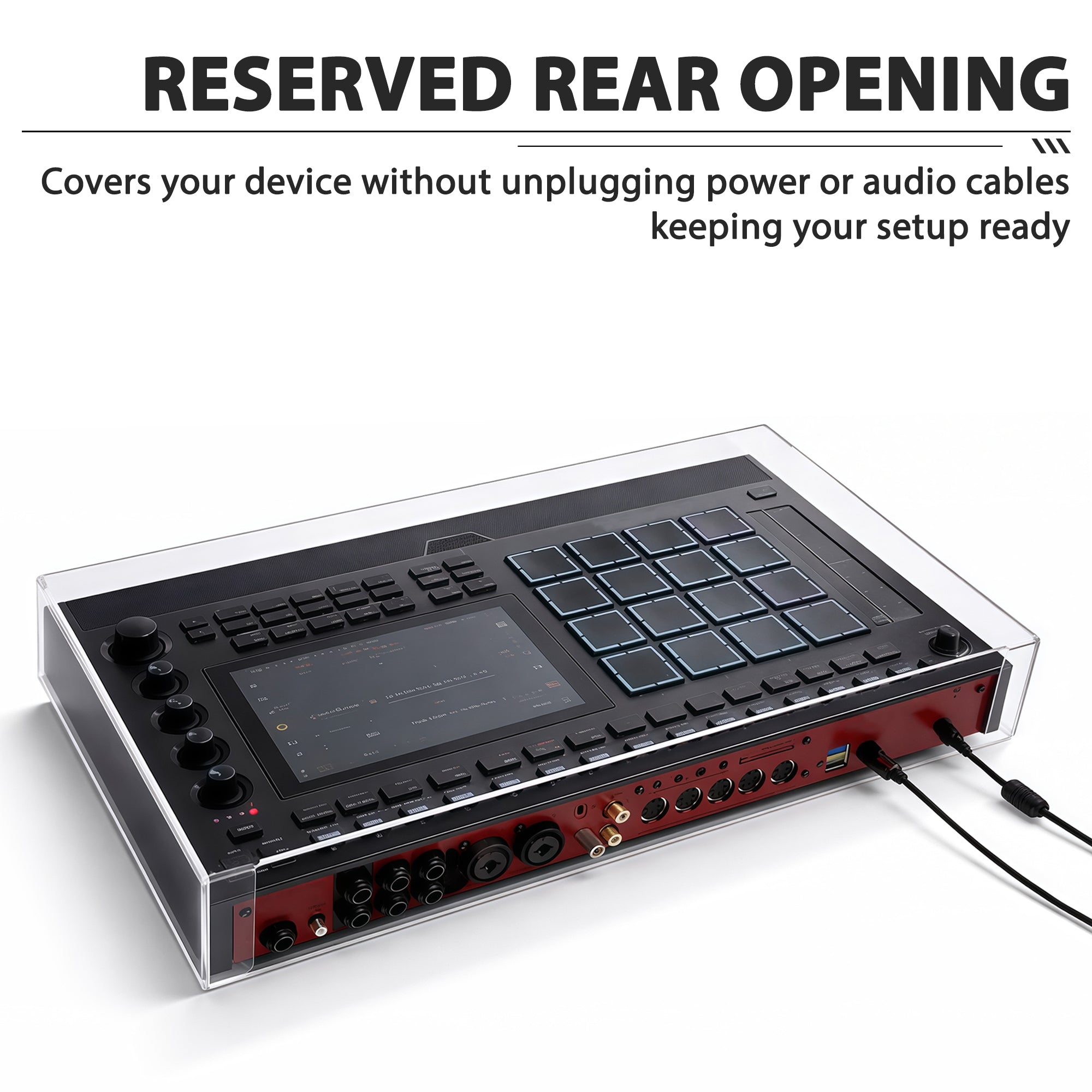 Musiin Audio Workstation Acrylic Protective Cover Compatible with MPC Live 3, Transparent Material, Reserved Wire Groove, Waterproof and Dustproof, Suitable for Home Studio Desktop Protection