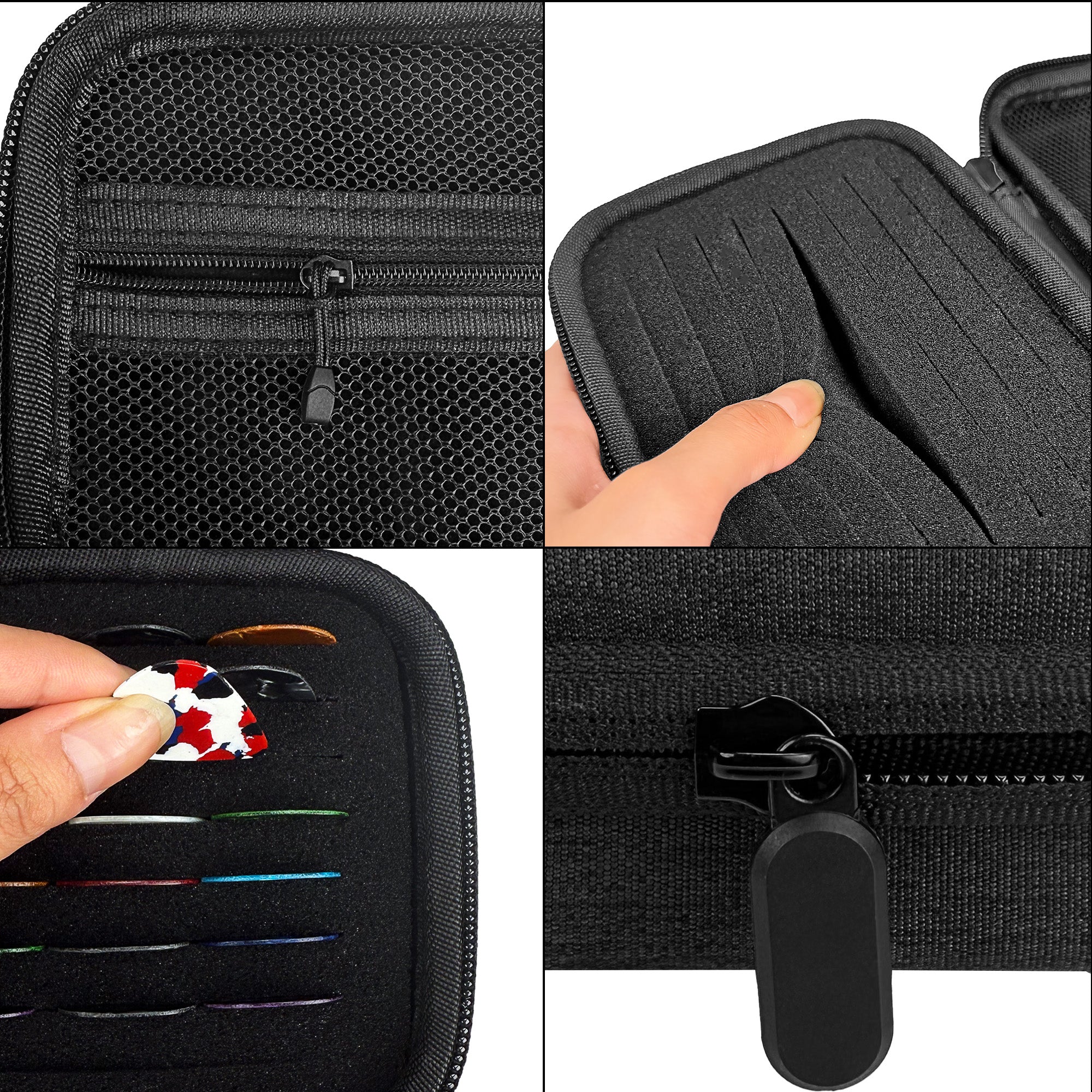 Musiin Guitar Pick Holder Case is compatible with Fender Dunlop D'Addario Guitar Accessories, stores guitar string racks and various sizes of pick storage boxes(Dark Grey)