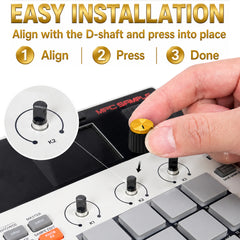 Musiin Gold Top Audio Samplers Knobs Compatible with Akai MPC Sample(8Pack)Ribbed grip for better control Indicator line for quick positioning adjustment accuracy Portable replacement