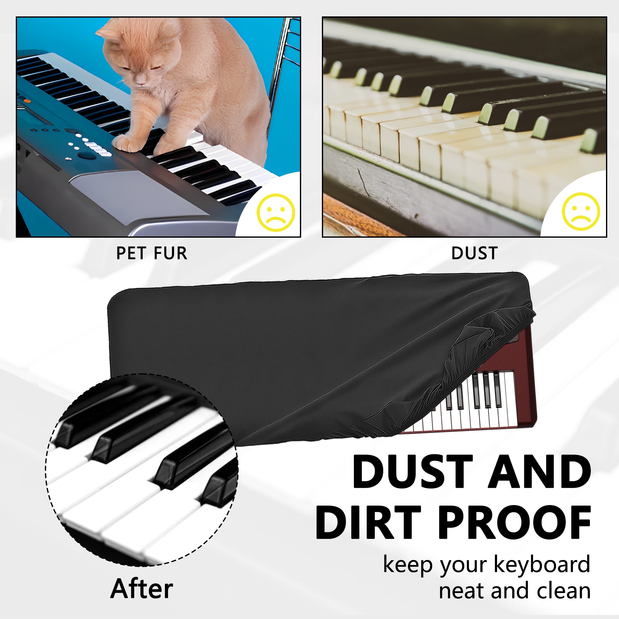 Musiin 61 keys piano keyboard dust cover, Compatible with KORG Pa1000, Pa700, Pa700RD, Pa700 ORIENTAL, Pa600, Pa600QT, and Pa300,Luxury Chinlon Anti-dust & Scratch-proof, Smooth Touch & Custom Fit