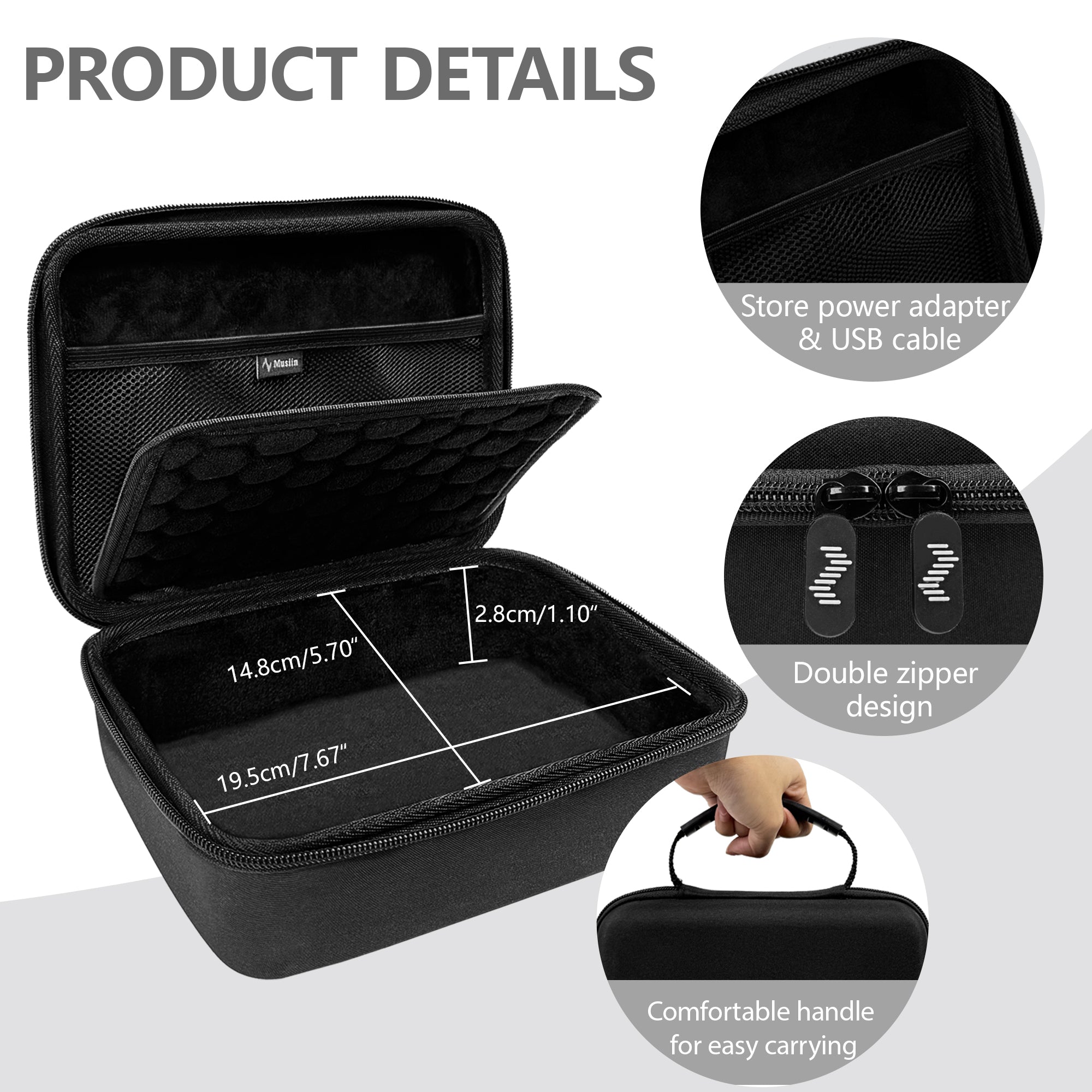 Musiin Custom Audio Interface Case Compatible with Apogee Symphony Desktop, EVA Hard Shell with Dual Zippers, Mesh Pocket & Handle, Protective Storage for Studio Recording, Live Show & Travel Bag