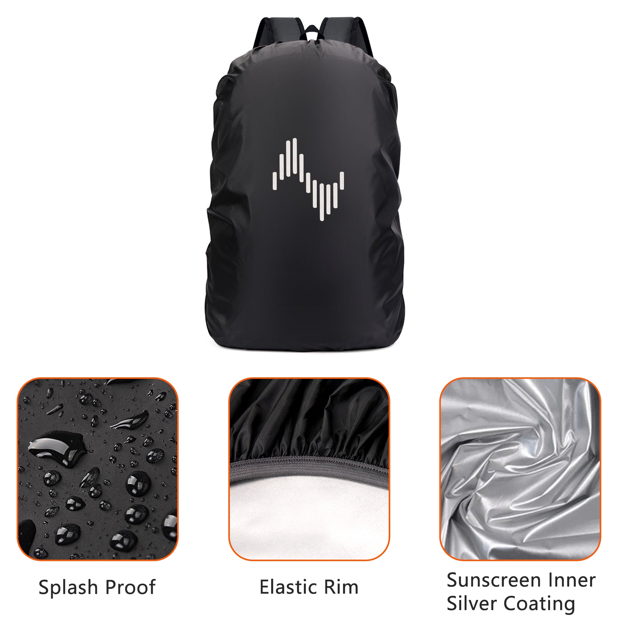 Musiin Backpack Waterproof Rain Cover, 70L Reflective Backpack Cover with Storage Pouch, Protects Musical Instruments and Gear from Rain, for Hiking, Travel, Camping, Outdoor Show Activities (Black)