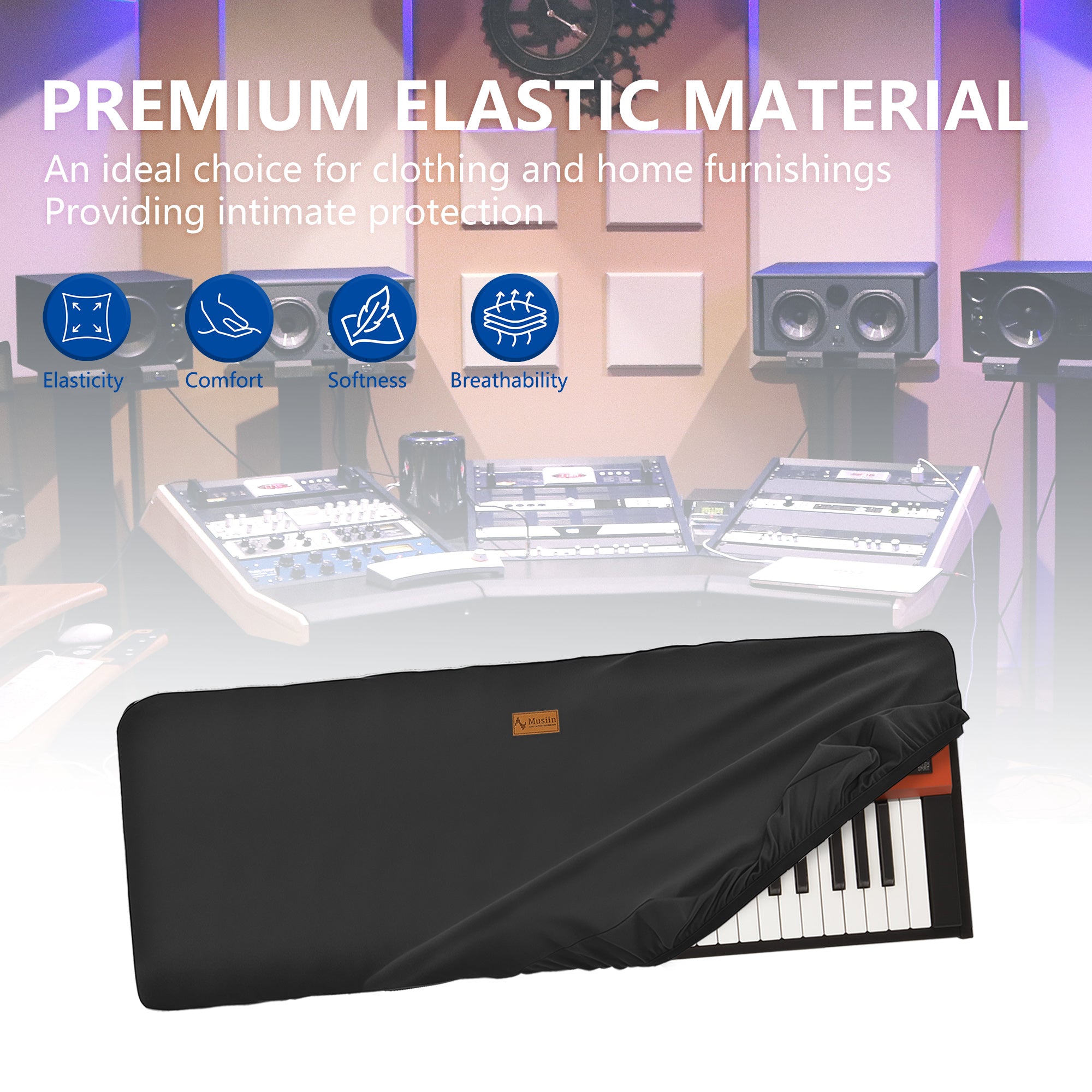 Musiin 61 keys piano keyboard dust cover, compatible with Yamaha MODX6 61, MODX M6,YPT-280, YPT-270, PSR-E273, PSR-E360 keyboard, Premium Chinlon Anti-scratch and dustproof, Soft Touch & Fitted design