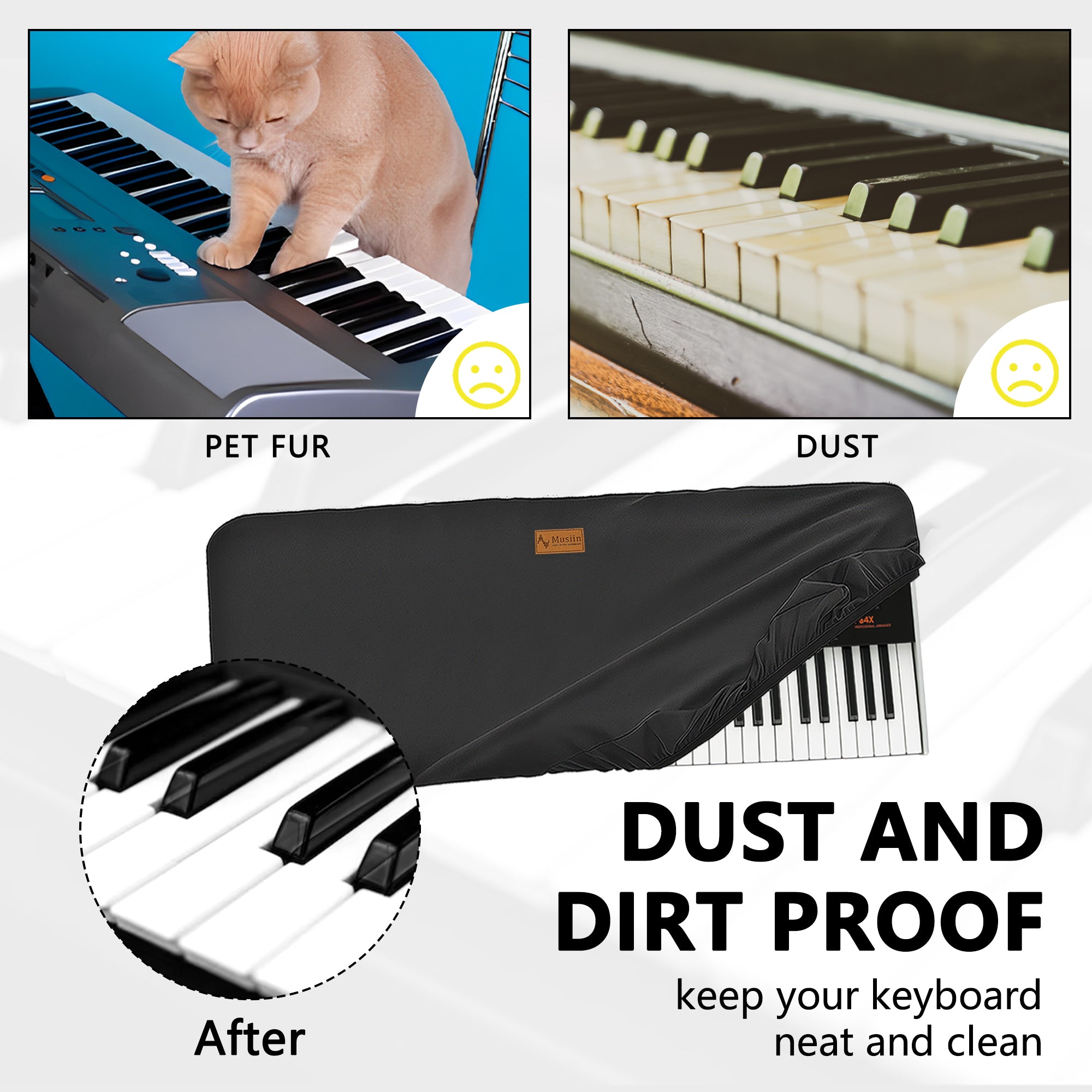 Musiin 61 keys piano keyboard dust cover, compatible with Sequential Prophet-5/KORG Pa4X Oriental 61/Pa4X 61/Roland E-X30/X20A/X20, Anti-scratch and Dustproof, Premium Soft Touch & Fitted design