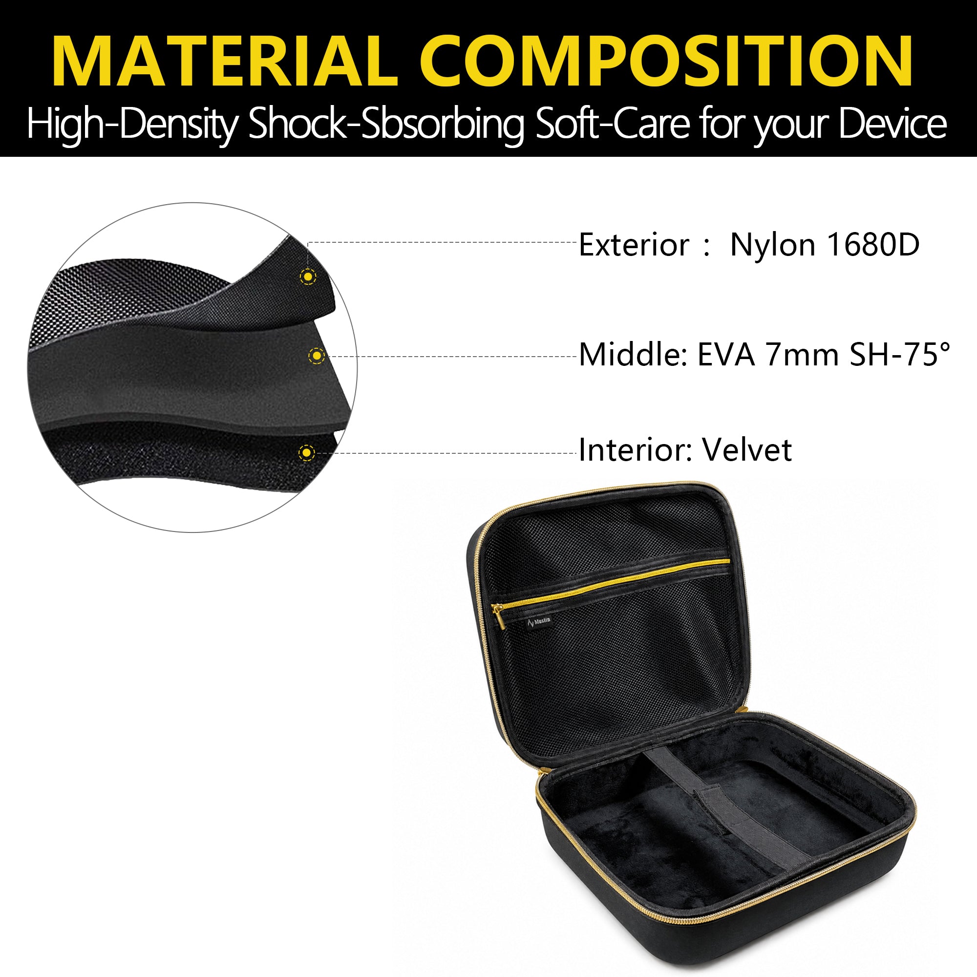 Musiin Audio Mixer Case Compatible with Behringer P24, Gold Top Zipper Comfortable Handle and Internal fix Strap Design, for Studio, Travel and Live Performance Carrying(Gold Tone Edition)