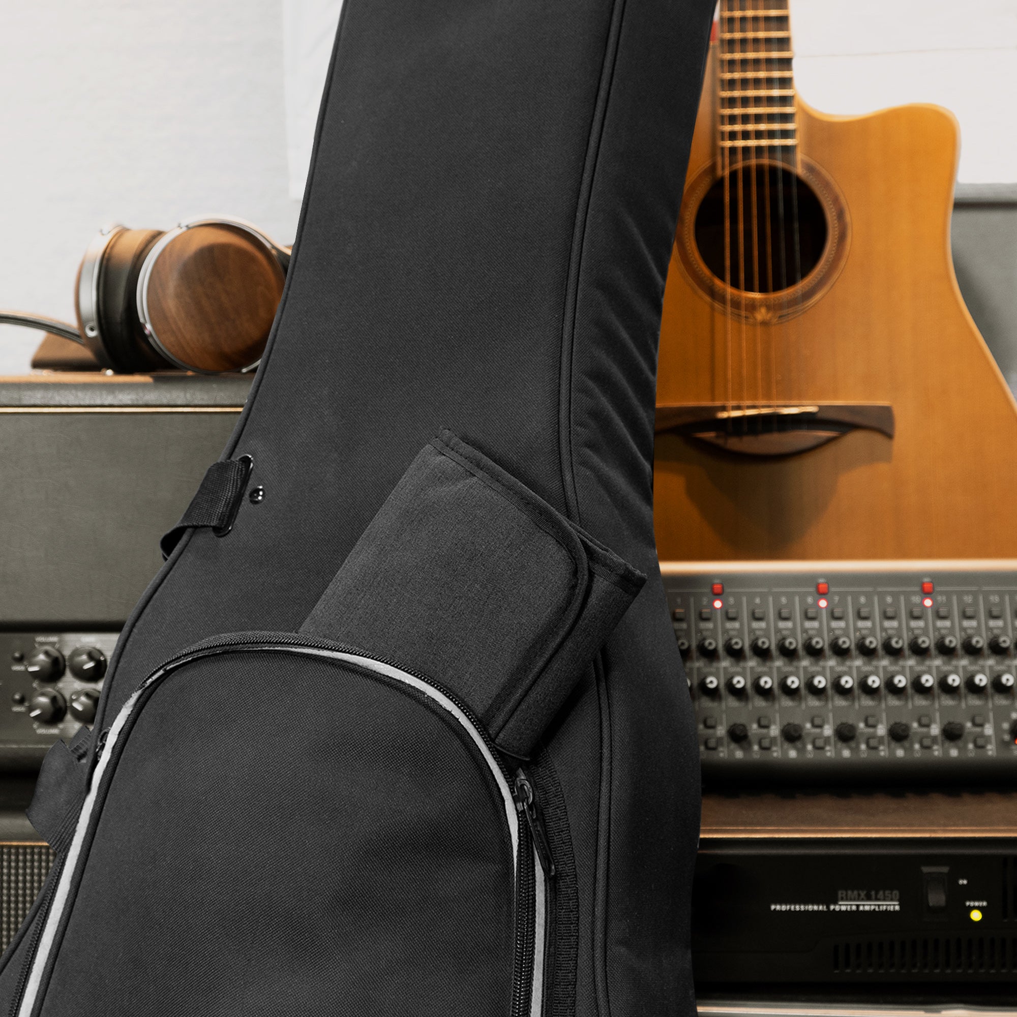 Musiin Guitar Accessory Portable Case, Hanging Hook Foldable Multi-Pocket Design for Picks, Strings, Capo, Straps and Accessories, Fits in Gig Bags, Essential for Guitarists and Musicians