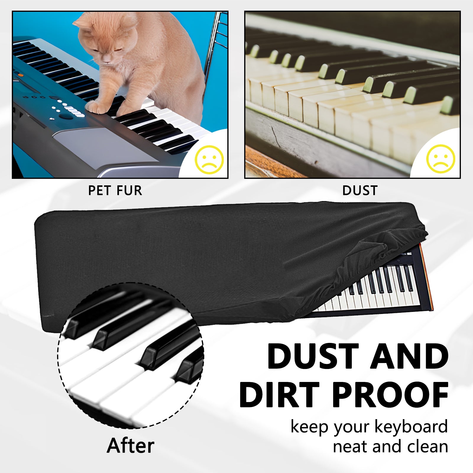 Musiin Premium Chinlon Keyboard Dust Cover - Compatible with V-COMBO VR-730 PSR-EW425,provides full-coverage protection